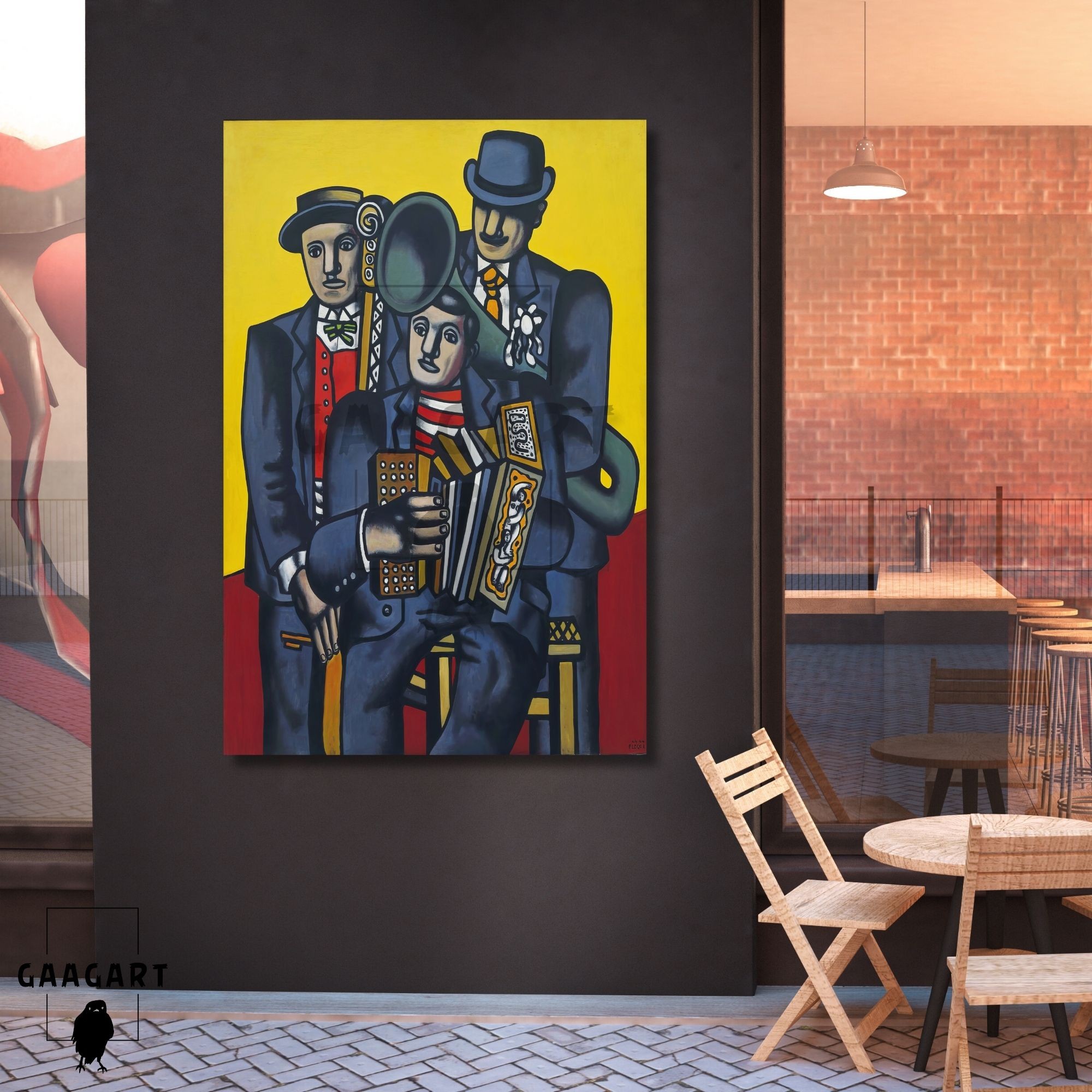 Tekli Dikey Kanvas Tablo Ünlü Eserler Fernand Leger The Three Musicians