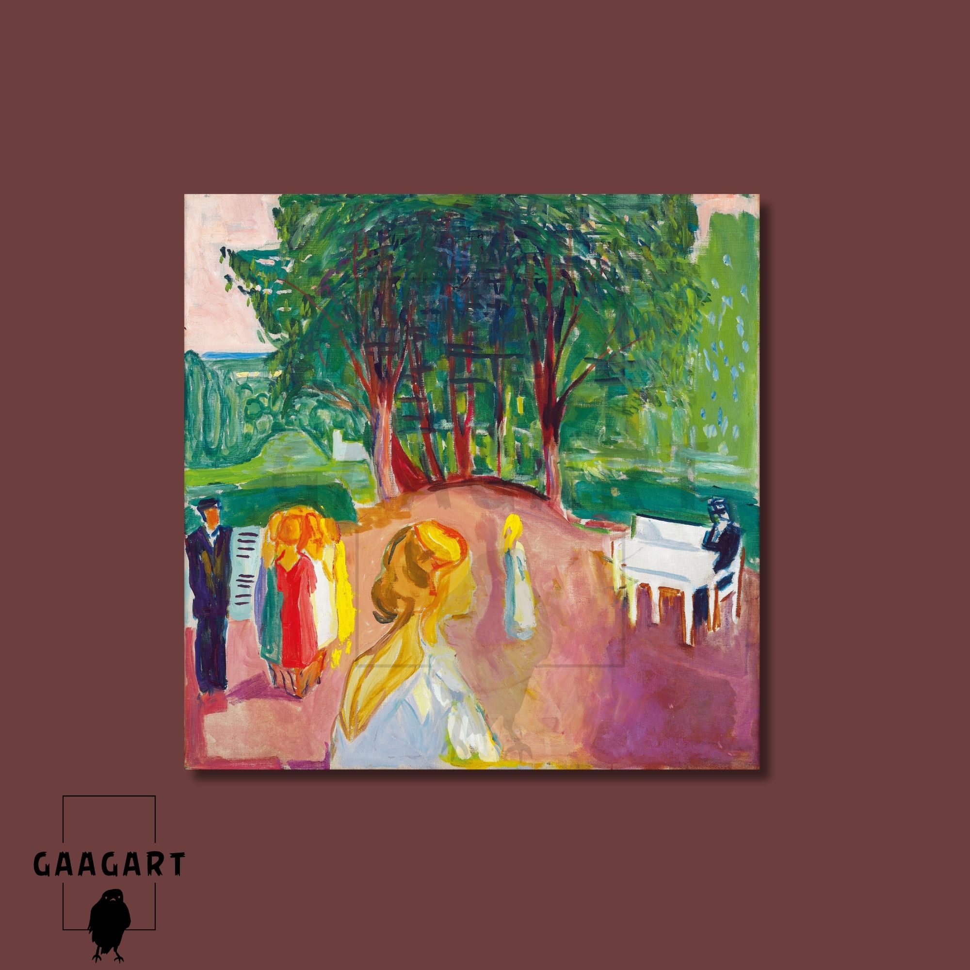 Kare Kanvas Tablo Ünlü Eserler Edvard Munch Flirting in the Park