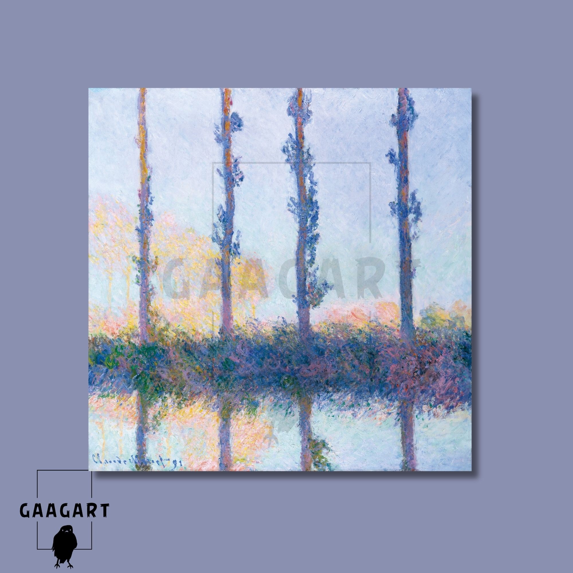Kare Kanvas Tablo Ünlü Eserler Claude Monet Dört Ağaç 1891