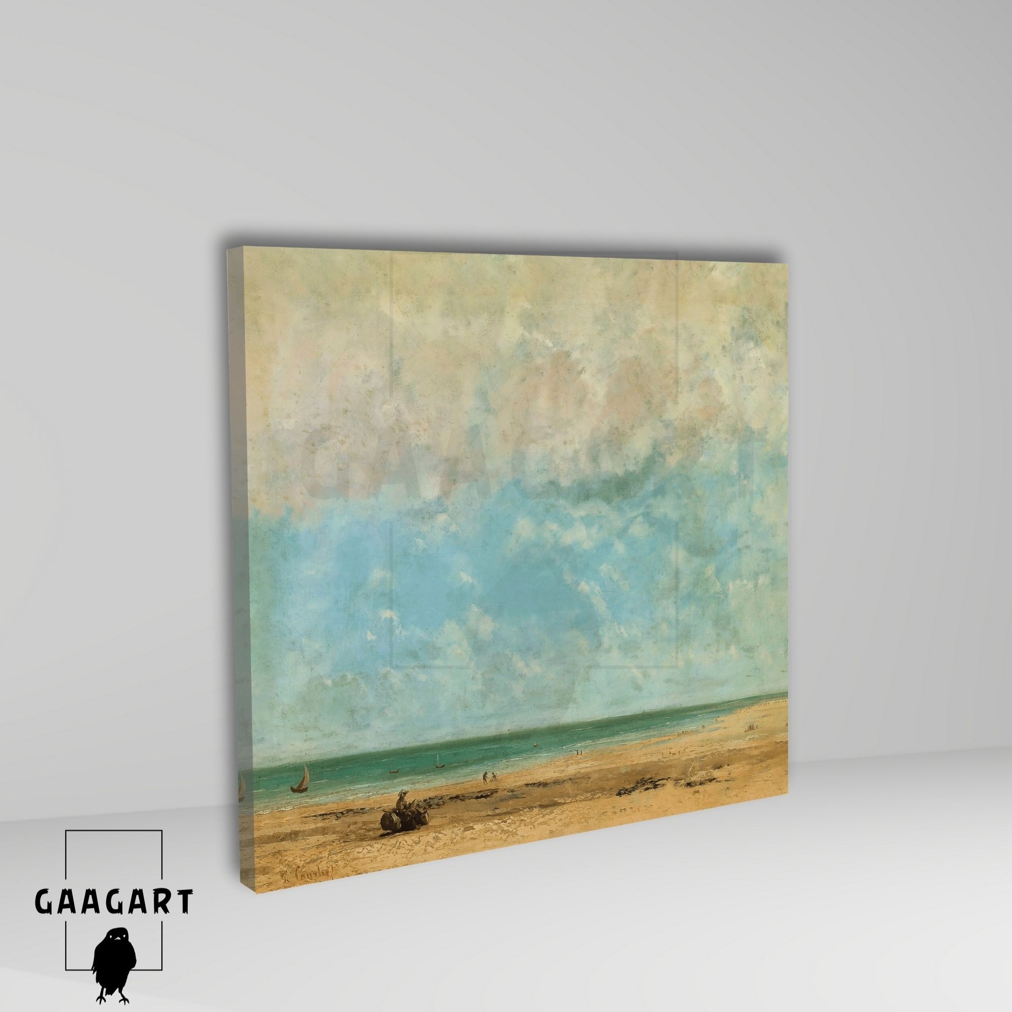Kare Kanvas Tablo Ünlü Eserler Gustave Courbet-Seaside Landscape 1863