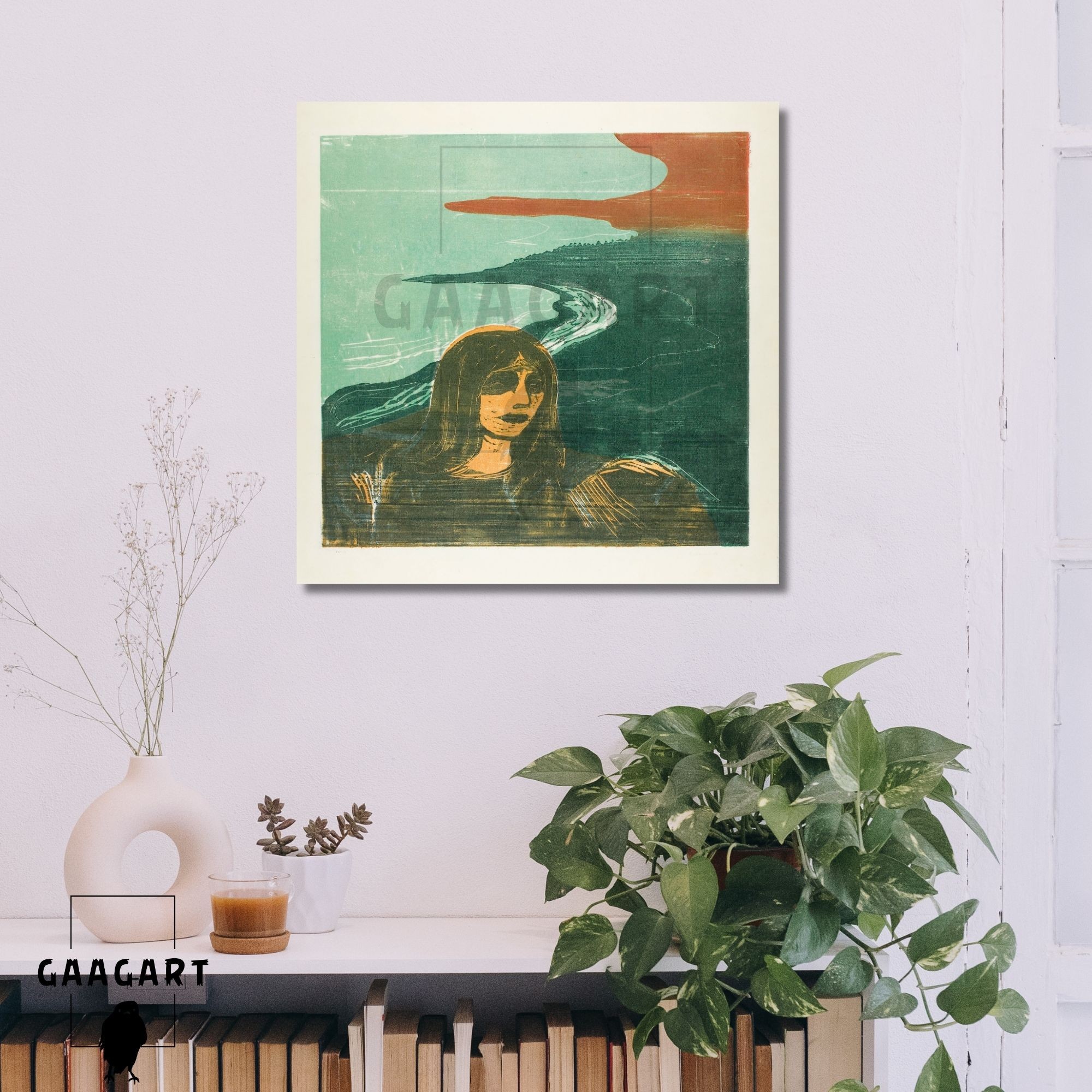 Kare Kanvas Tablo Ünlü Eserler Munch Woman’s Head against the Shore