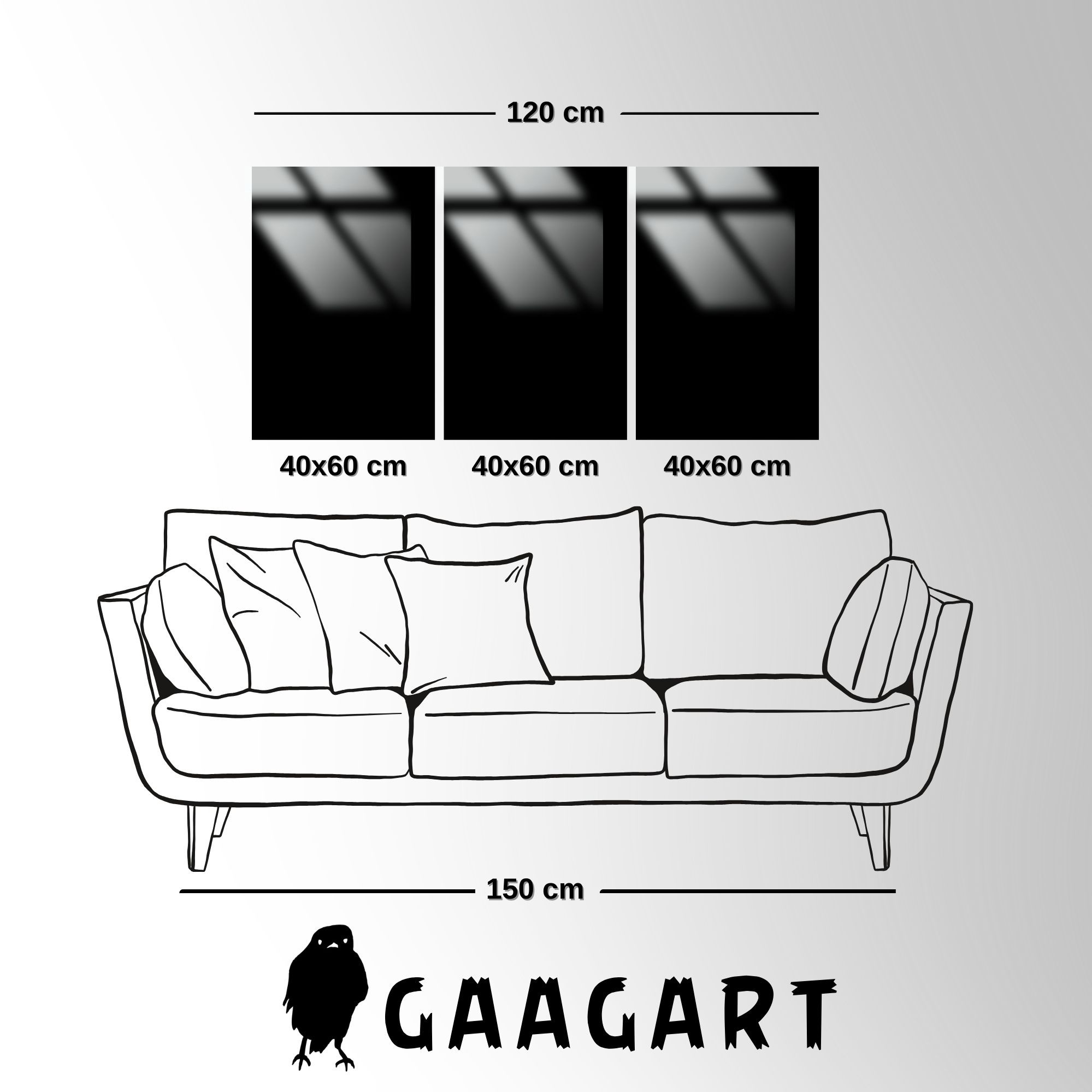 3'lü Metal Çerçeveli Cam Tablo Seti Yeşil Sarı Soyut Desenler