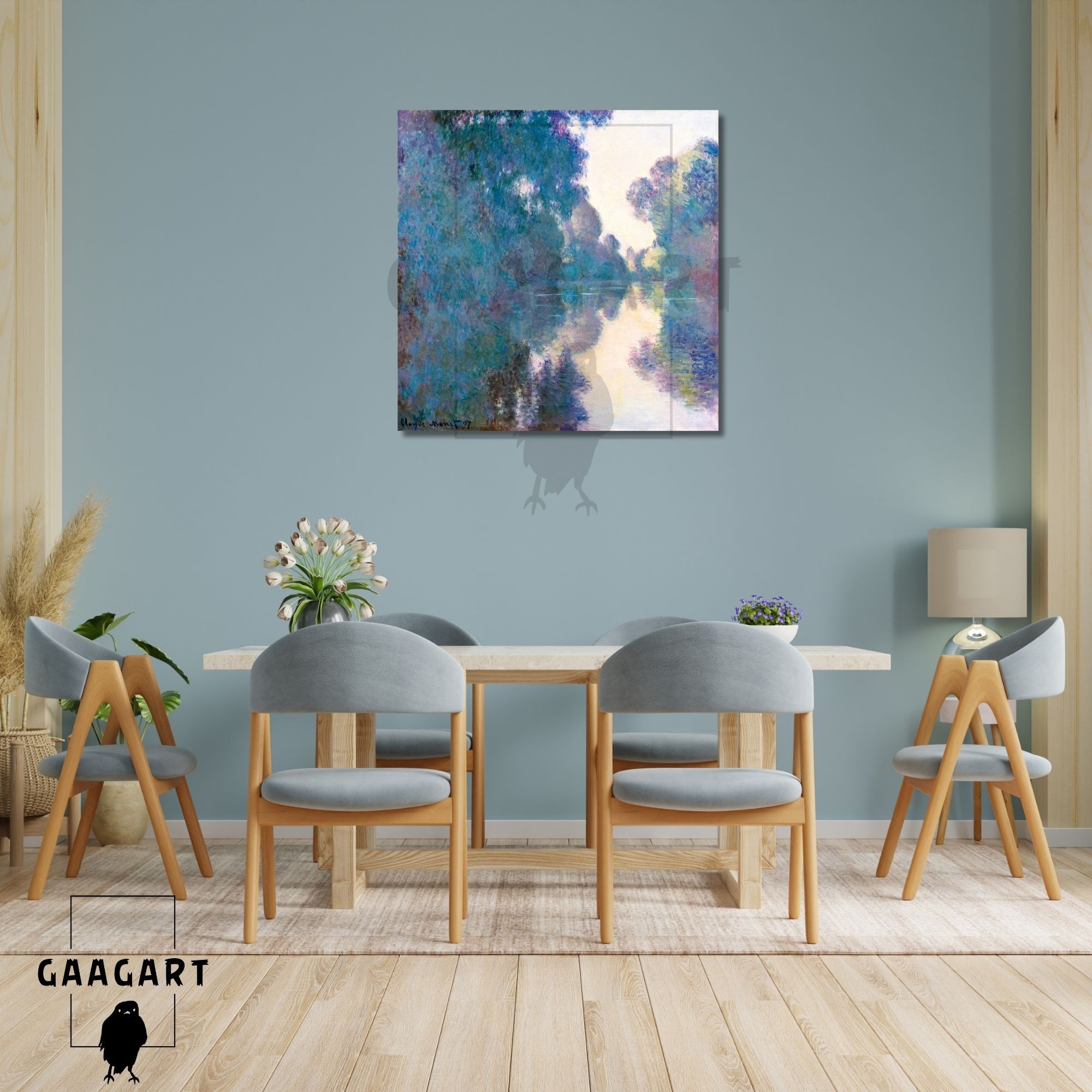 Kare Kanvas Ünlü Eserler Cloude Monet Siene'de Sabah