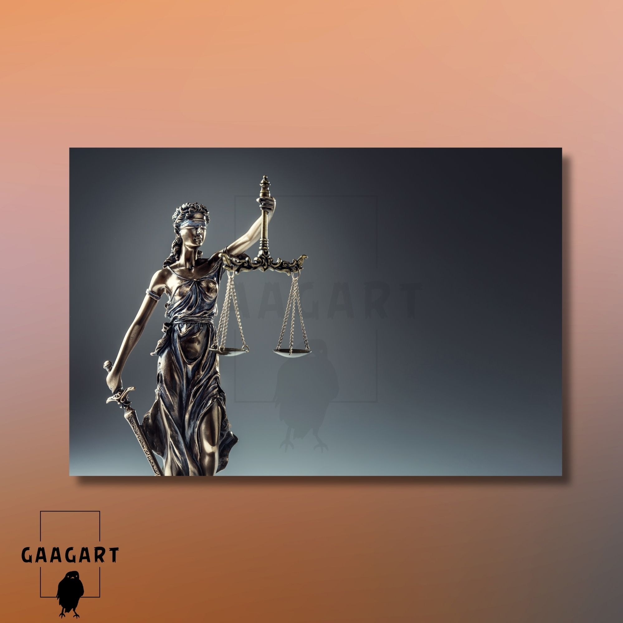 Tekli Yatay Kanvas Duvar Tablosu Adalet Tanrıçası