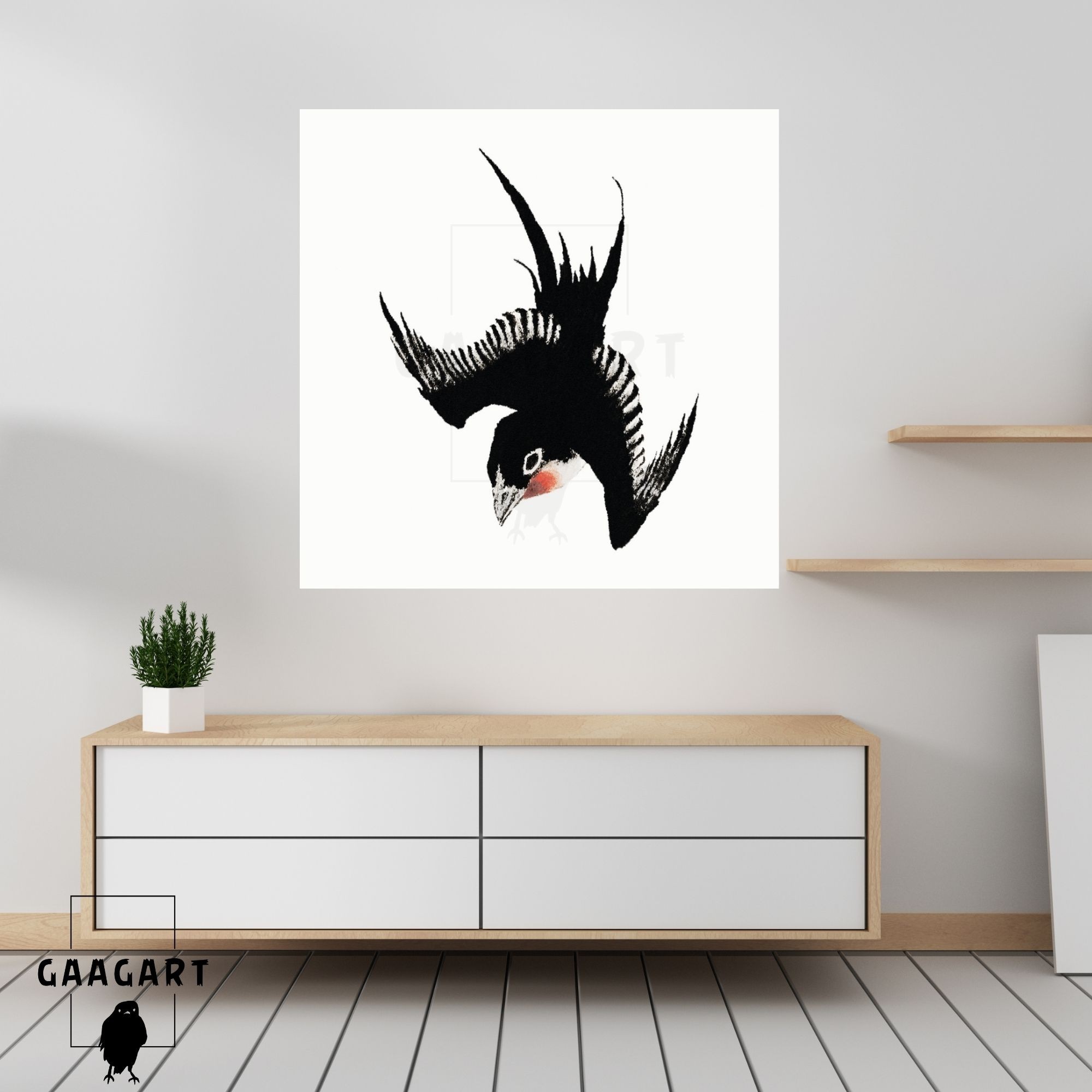 Kare Kanvas Tablo Ünlü Eserler Katsushika Hokusai Birds Flaying