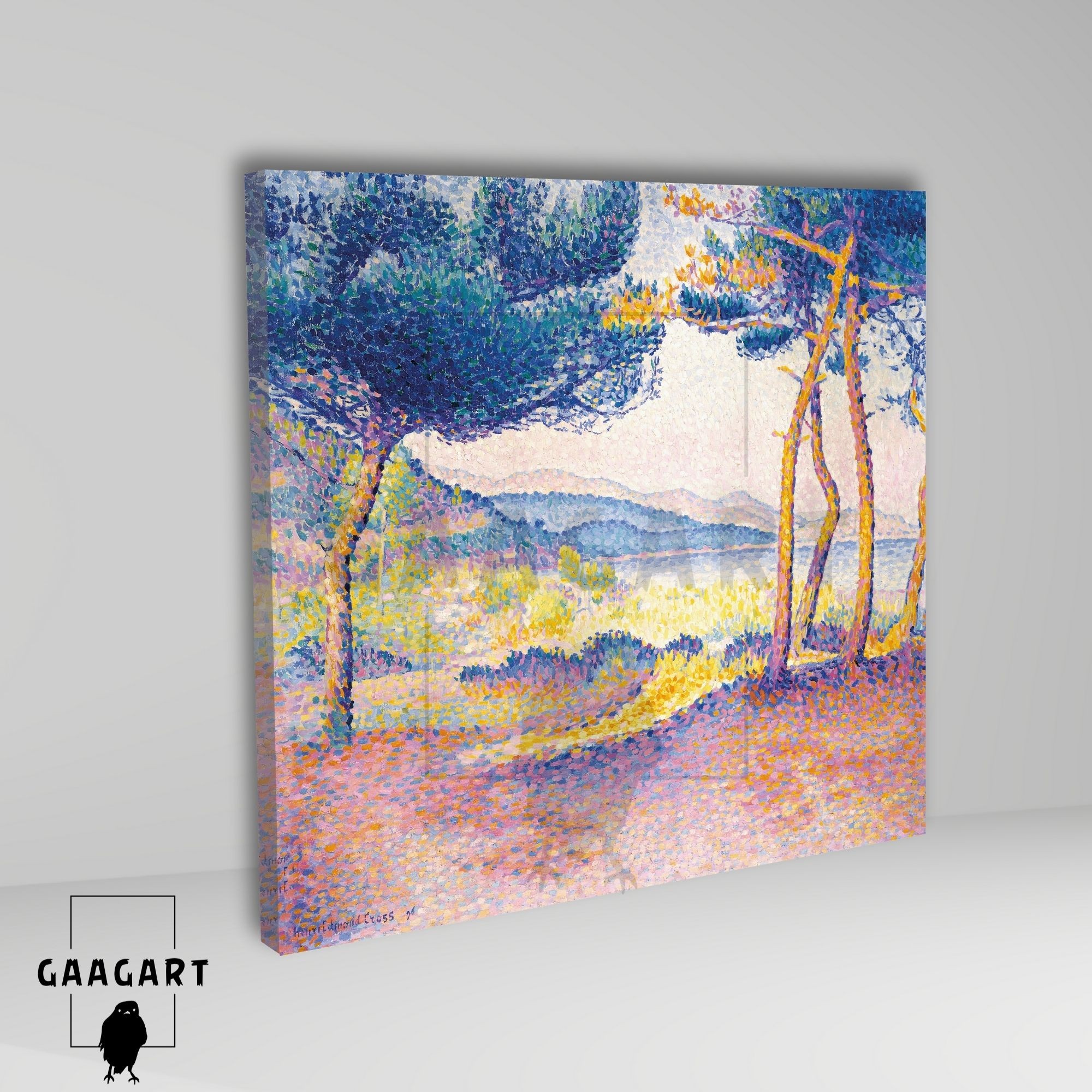 Kare Kanvas Tablo Ünlü Eserler Henri-Edmond Cross-Pines Along The Shore (1896)