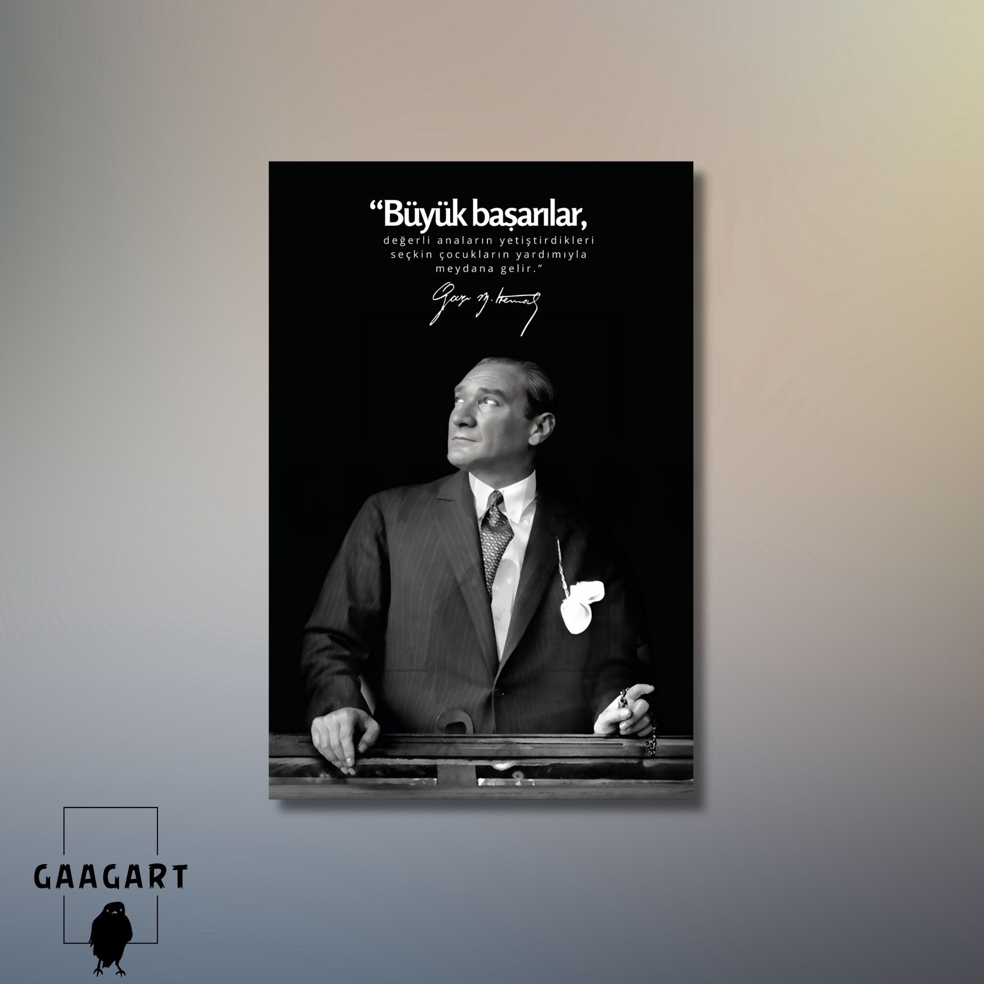 Tekli Dikey Kanvas Makam Panosu Atatürk Sözleri Kadınlar Hakkında Sözü