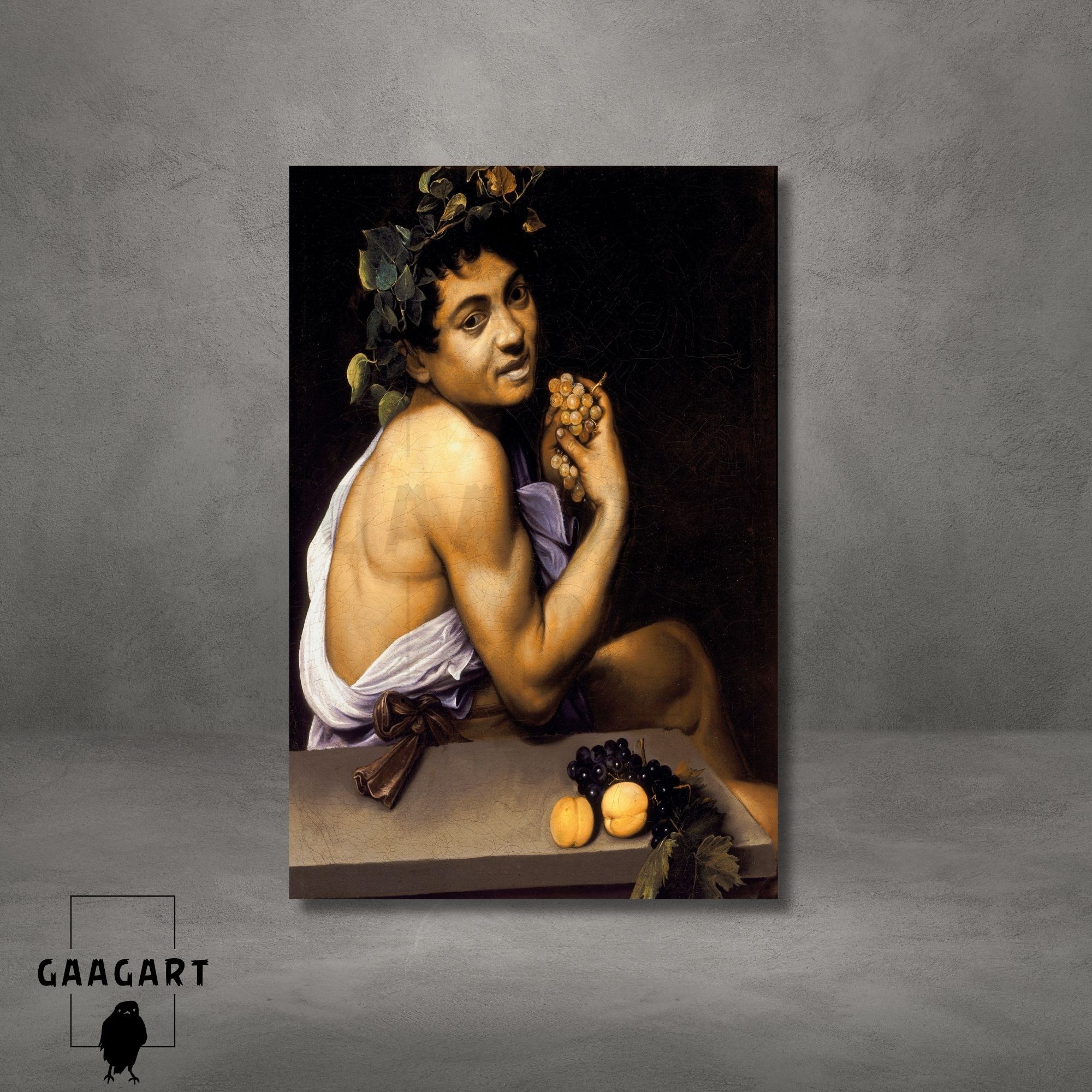 Tekli Dikey Kanvas Tablo Ünlü Eserler Caravaggio Genç Hasta Bacchus