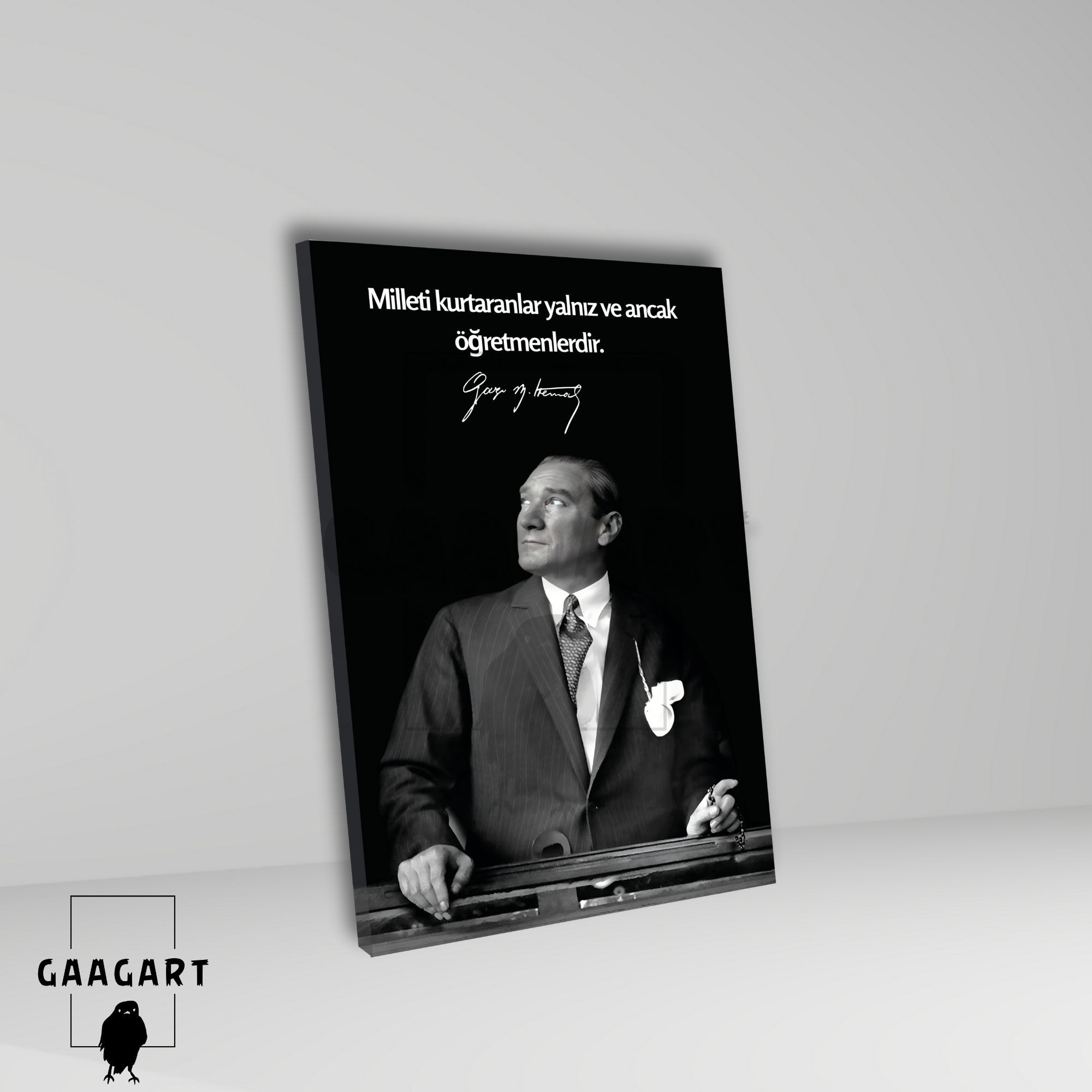 Tekli Dikey Kanvas Makam Panosu Atatürk Sözleri Öğretmenler Hakkında Sözü