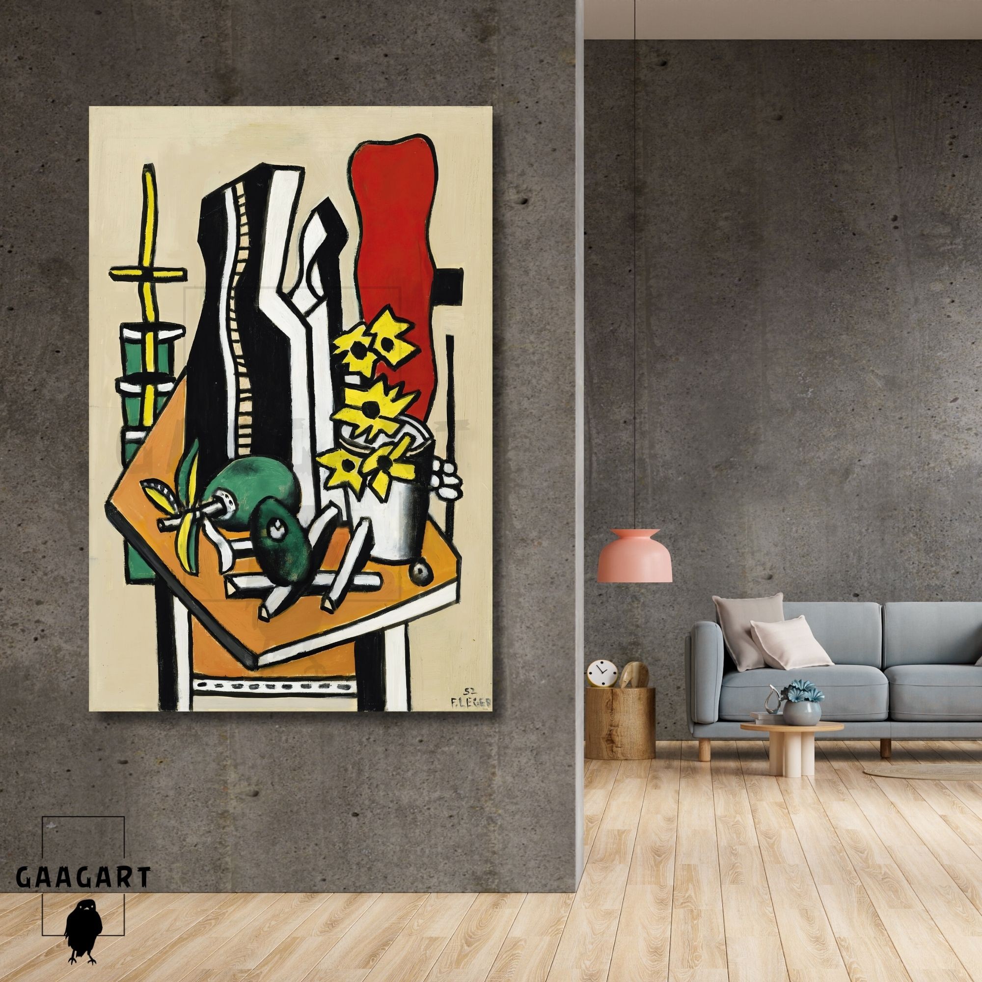 Tekli Dikey Kanvas Tablo Ünlü Eserler Fernand Leger Fruits Fleurs Jaunes