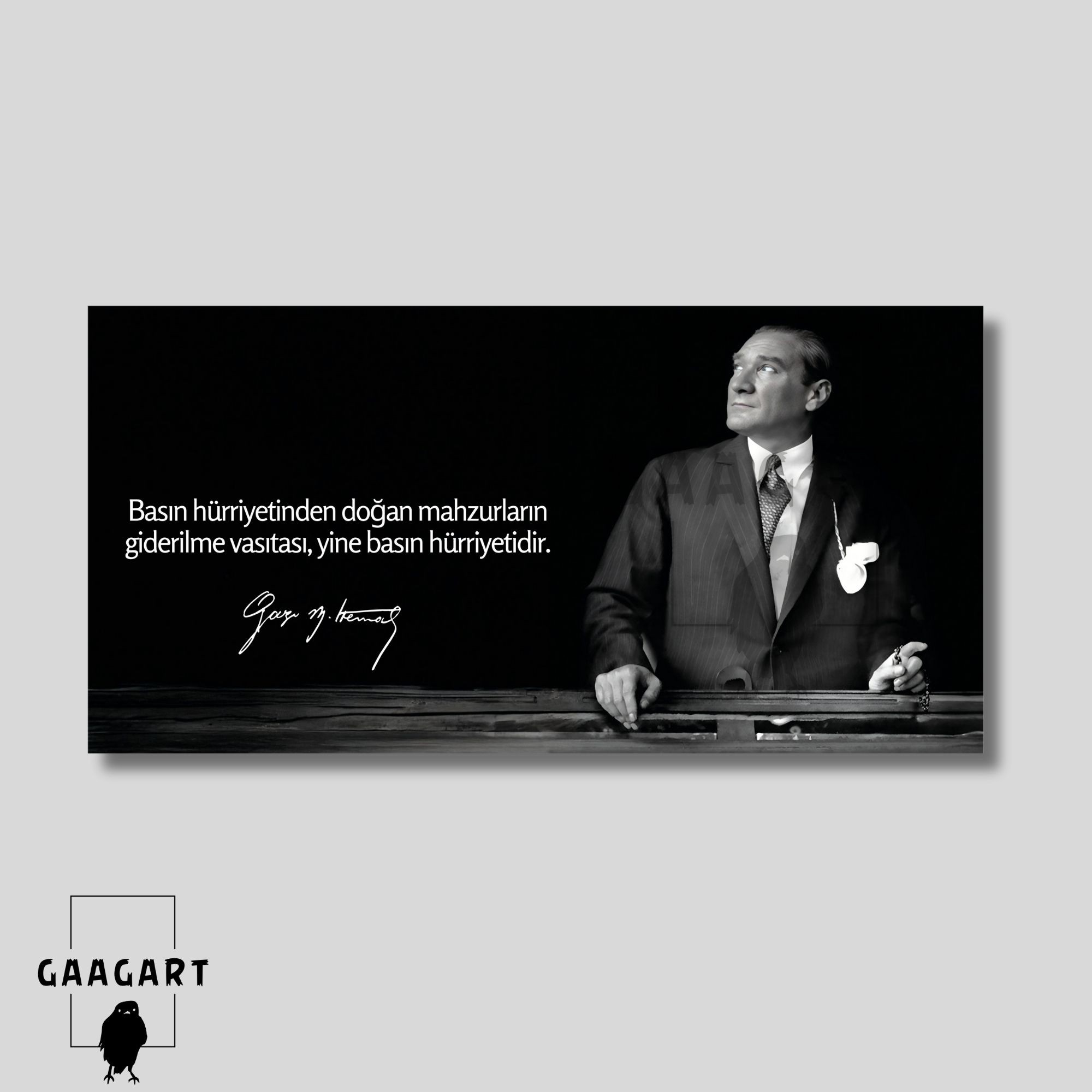 Panoramik Kanvas Makam Panosu Atatürk Sözleri Basın Hürriyeti