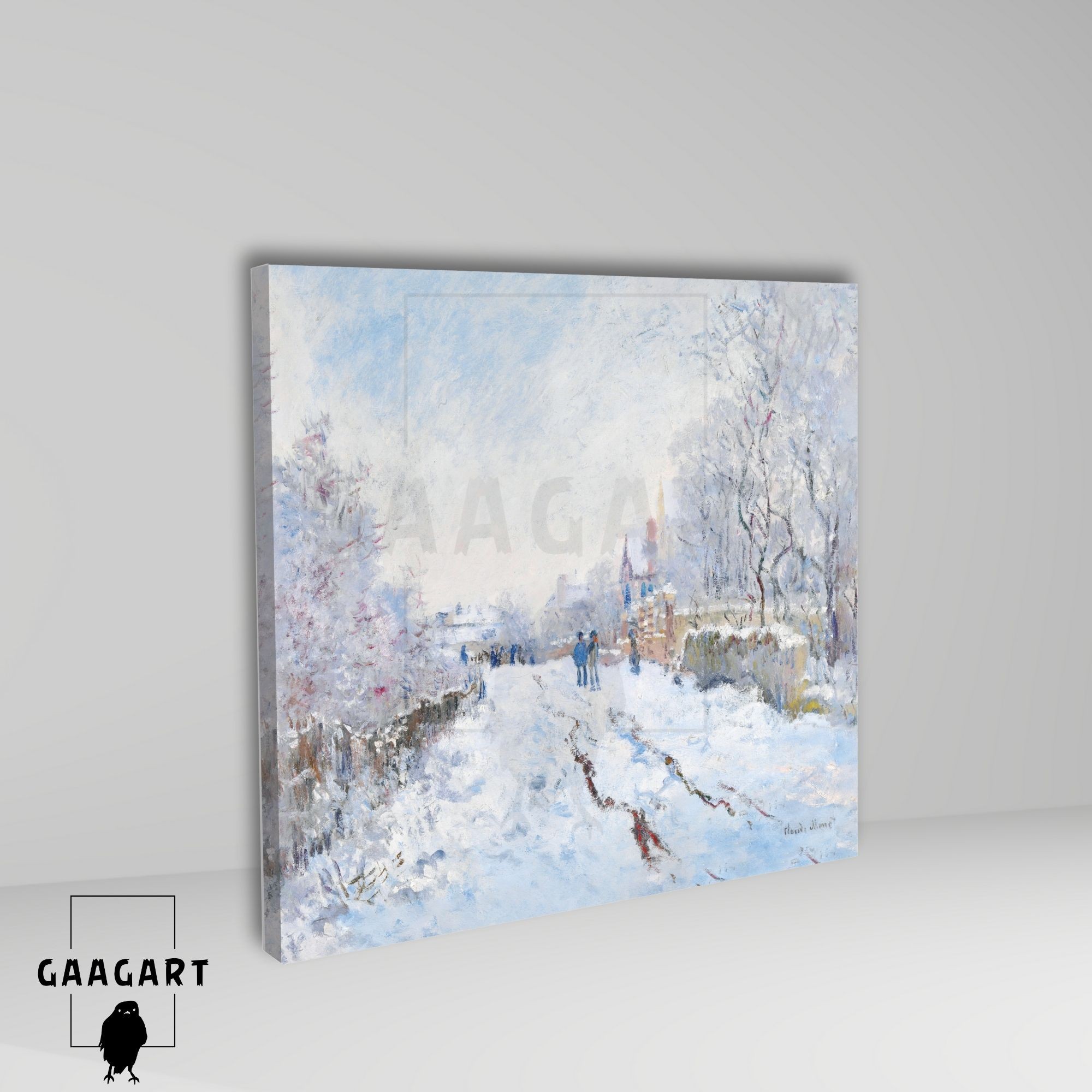 Kare Kanvas Tablo Ünlü Eserler Cloude Monet Snow at Argenteuil 1874