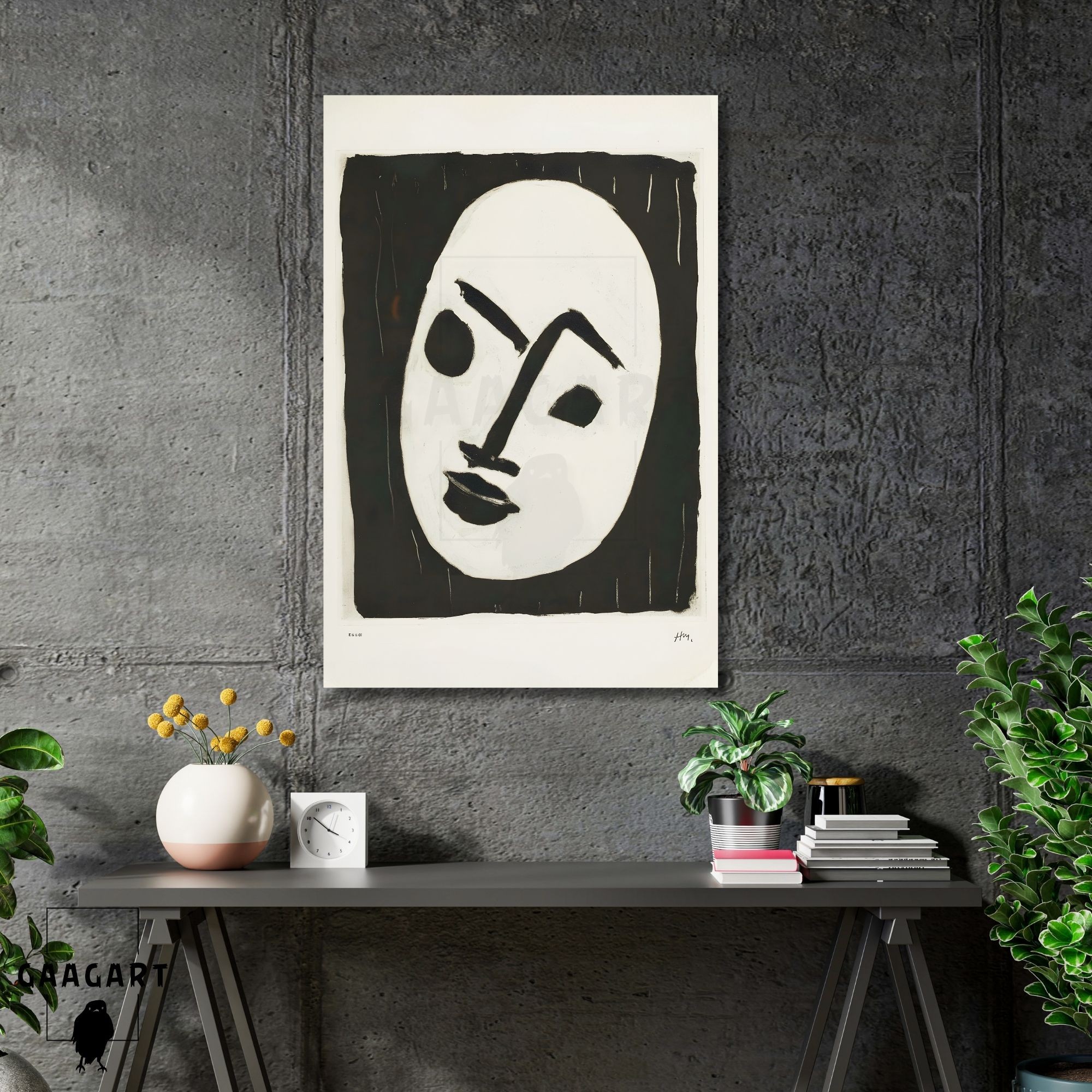 Tekli Dikey Kanvas Tablo Ünlü Eserler Henri Matisse Masque Fond Noir