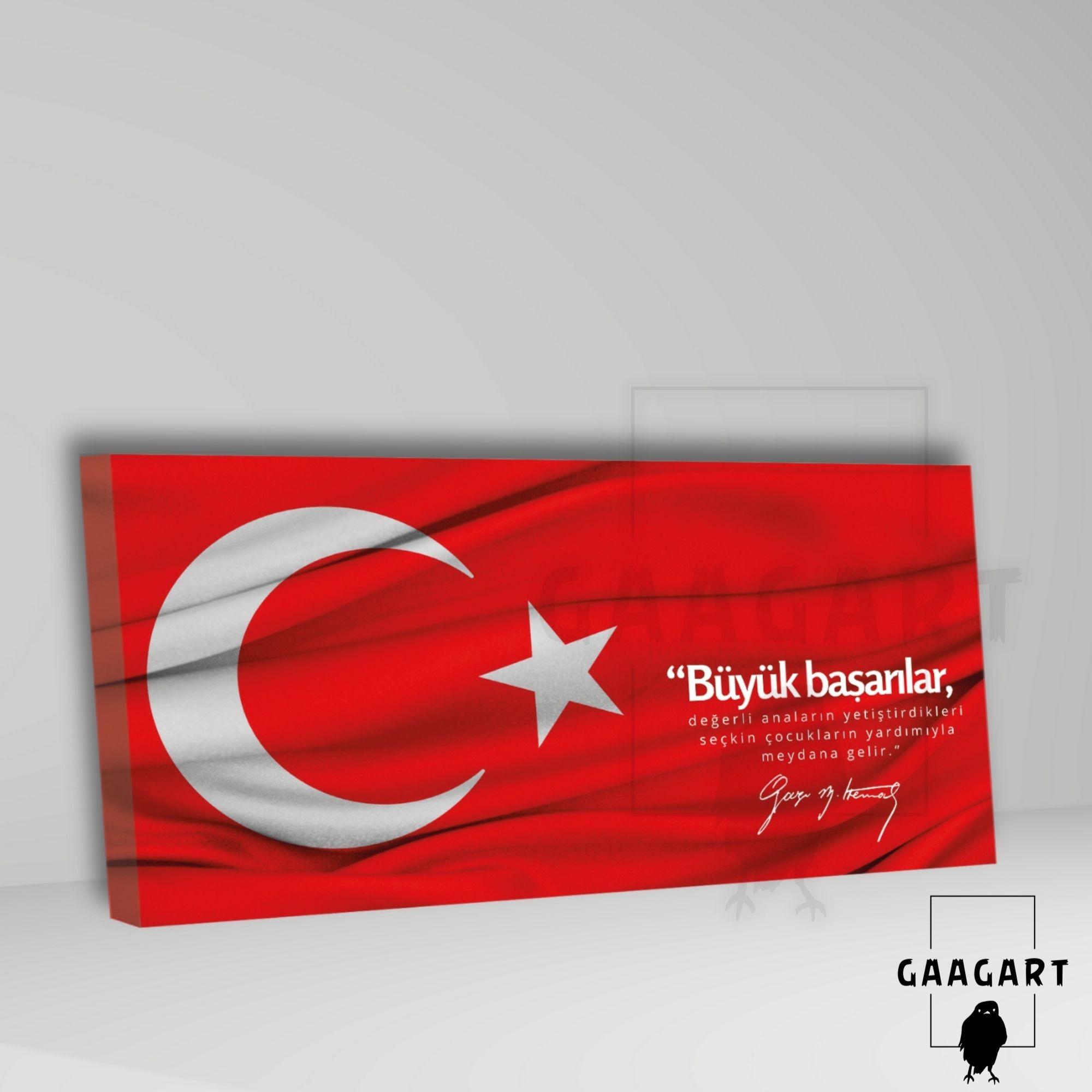 Panoramik Kanvas Makam Panosu Türk Bayrağı Atatürk Kadınlar Hakkında Sözü