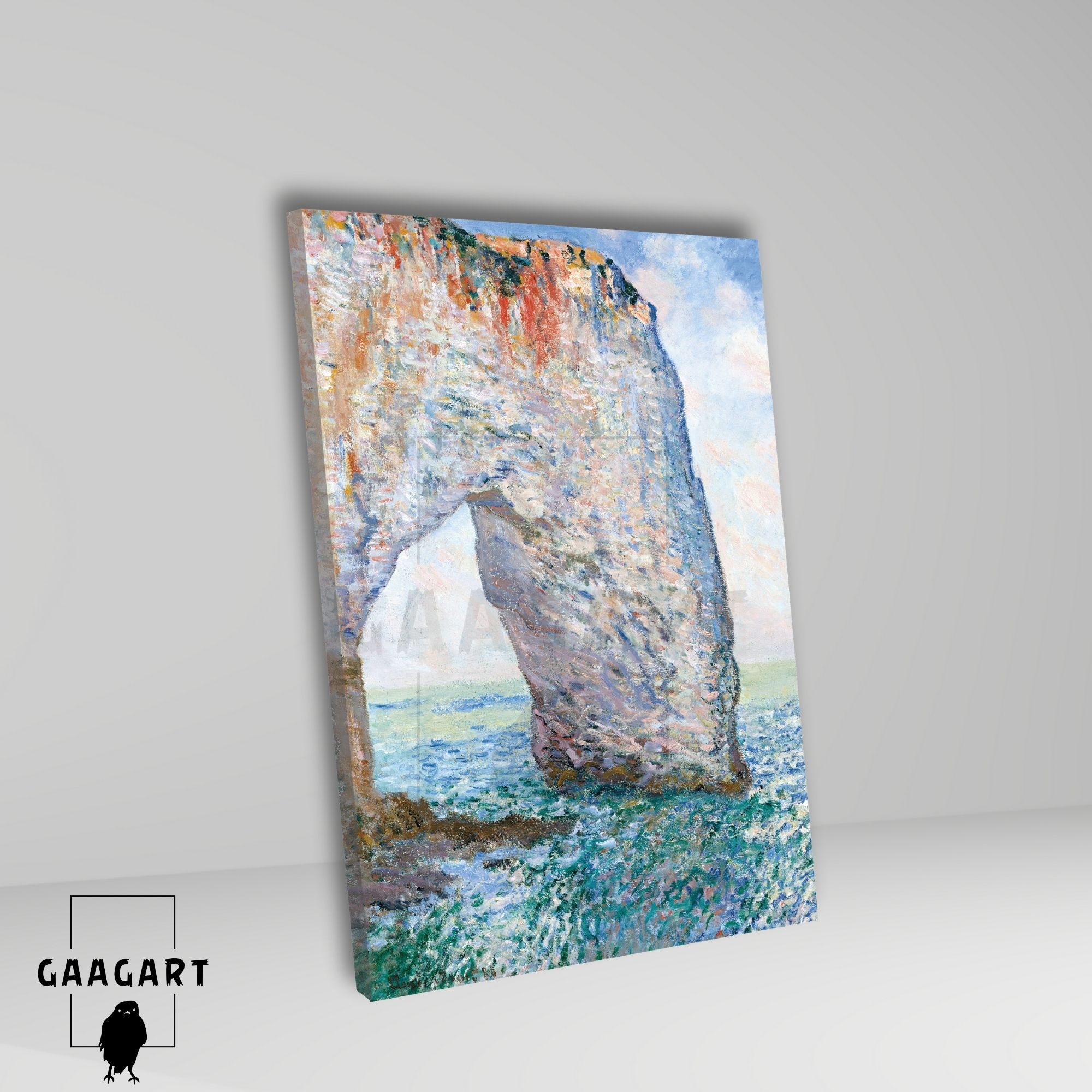 Tekli Dikey Kanvas Tablo Ünlü Eserler Claude Monet Etretat Yakınında Manneportre