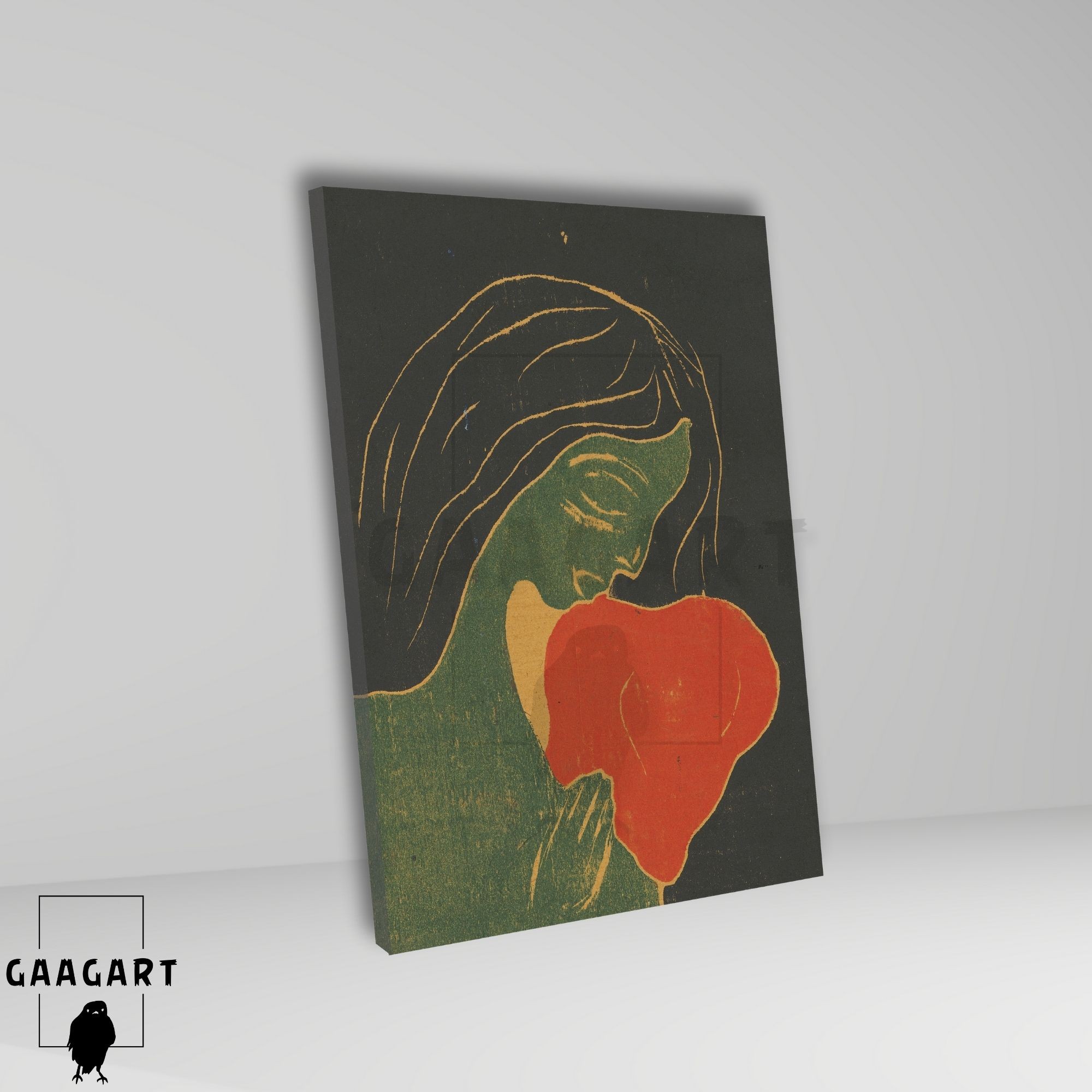 Tekli Dikey Kanvas Tablo Ünlü Eserler Edvard Munch-Das Herz