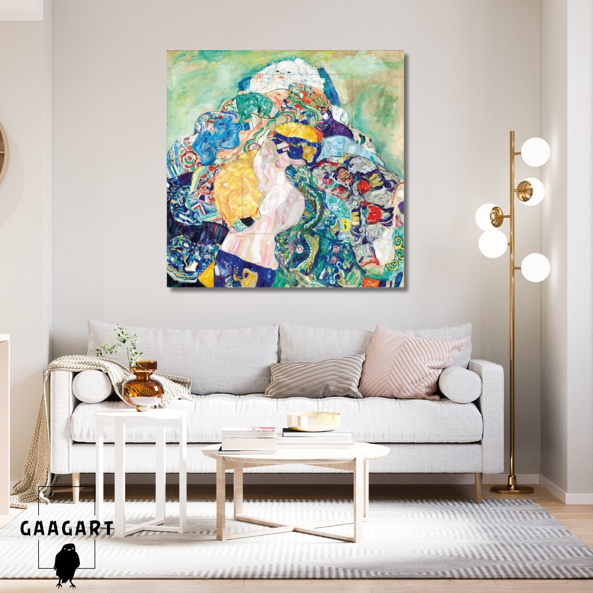 Kare Kanvas Tablo Ünlü Eserler Gustav Klimt Baby Cradle