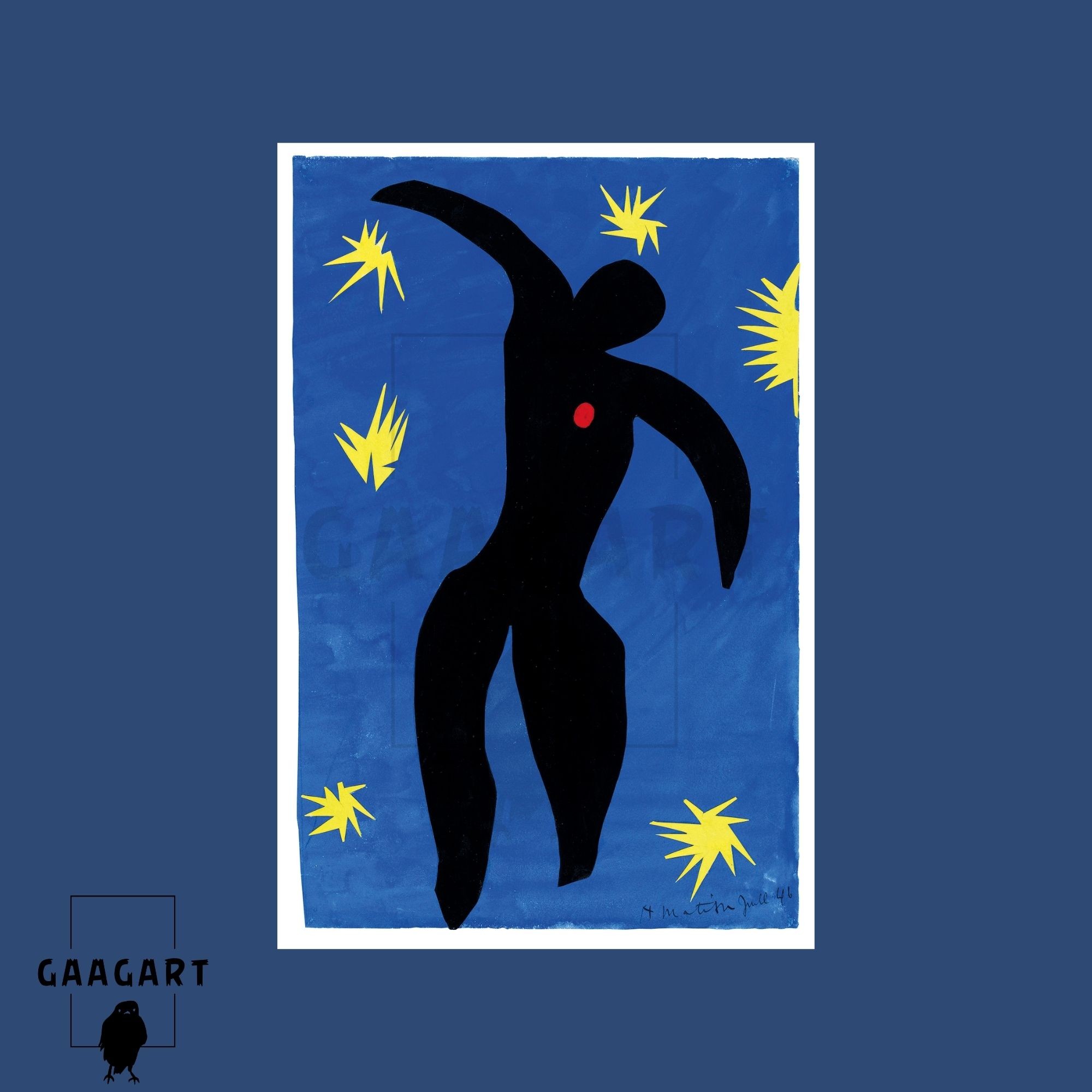 Tekli Dikey Kanvas Tablo Ünlü Eserler Henri Matisse İcarus