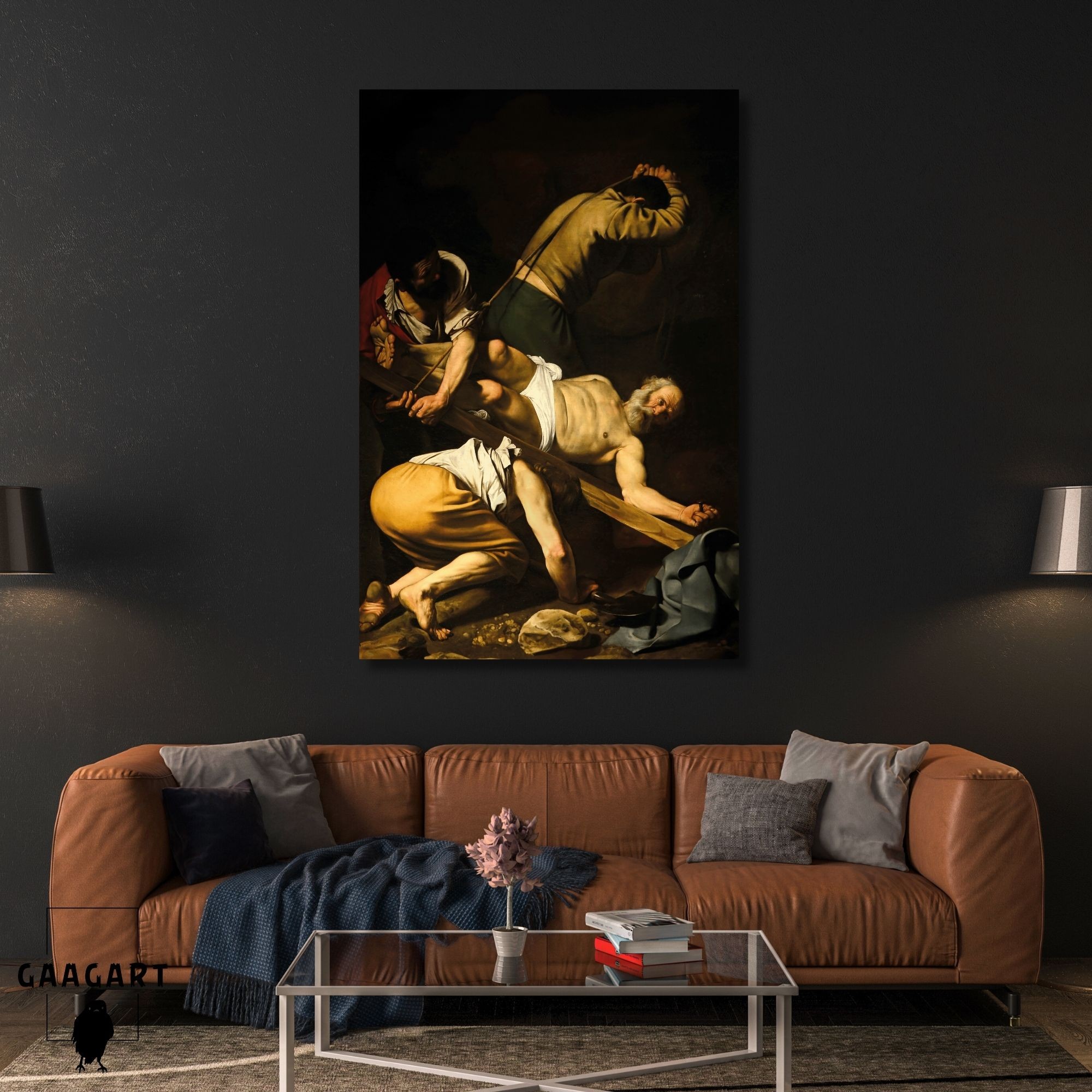 Tekli Dikey Kanvas Tablo Ünlü Eserler Caravaggio Aziz Petrus Şehitliği