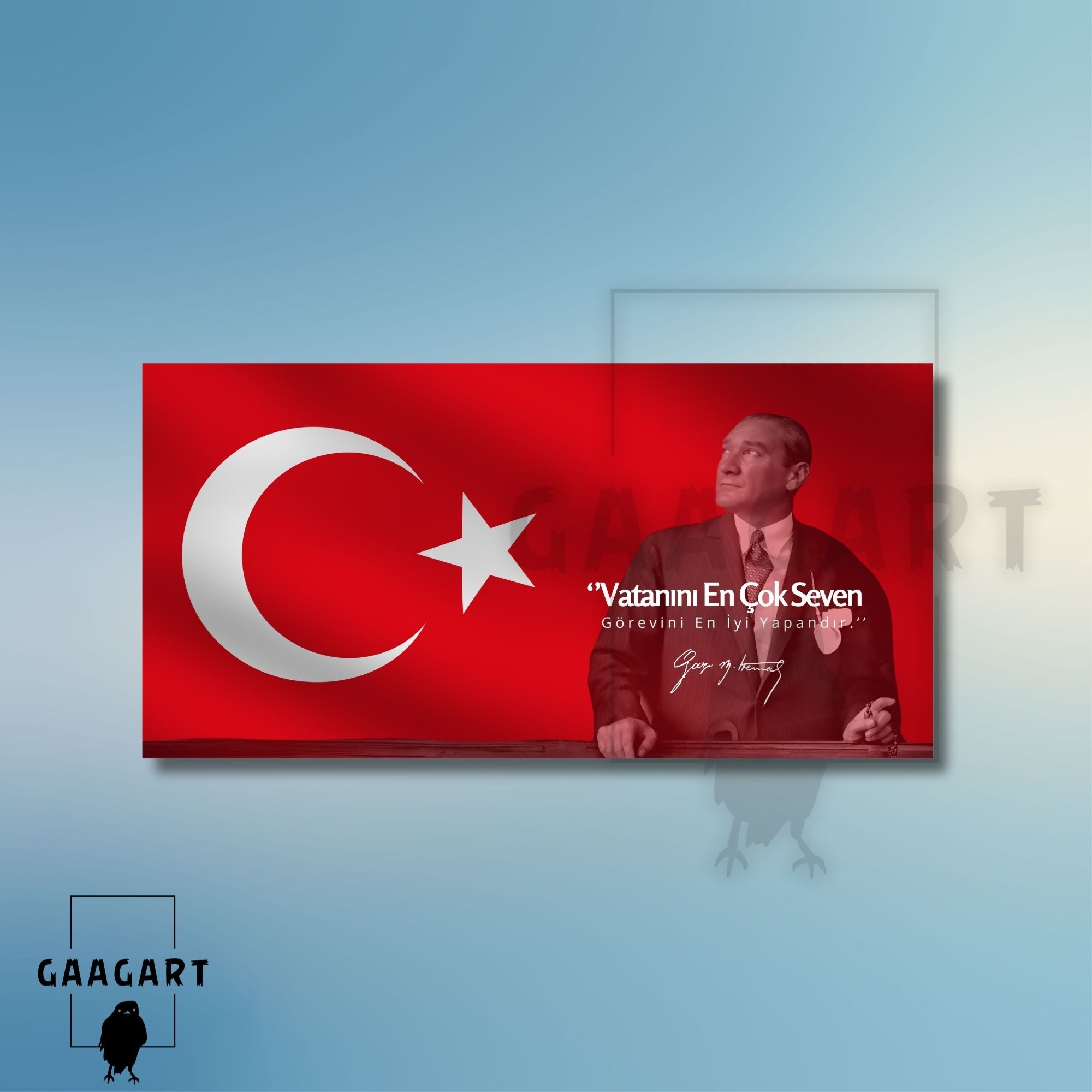 Panoramik Kanvas Makam Panosu Atatürk Sözleri ‘’Vatanını En Çok Seven Görevini En İyi Yapandır.’’
