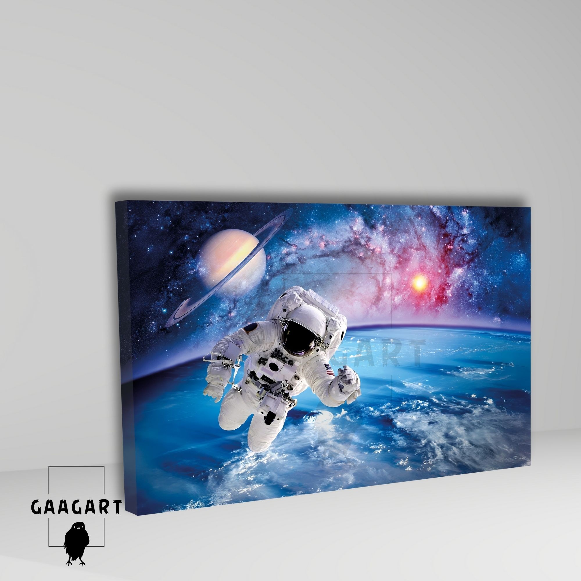 Tekli Yatay Kanvas Duvar Tablosu Uzay ve Astronot
