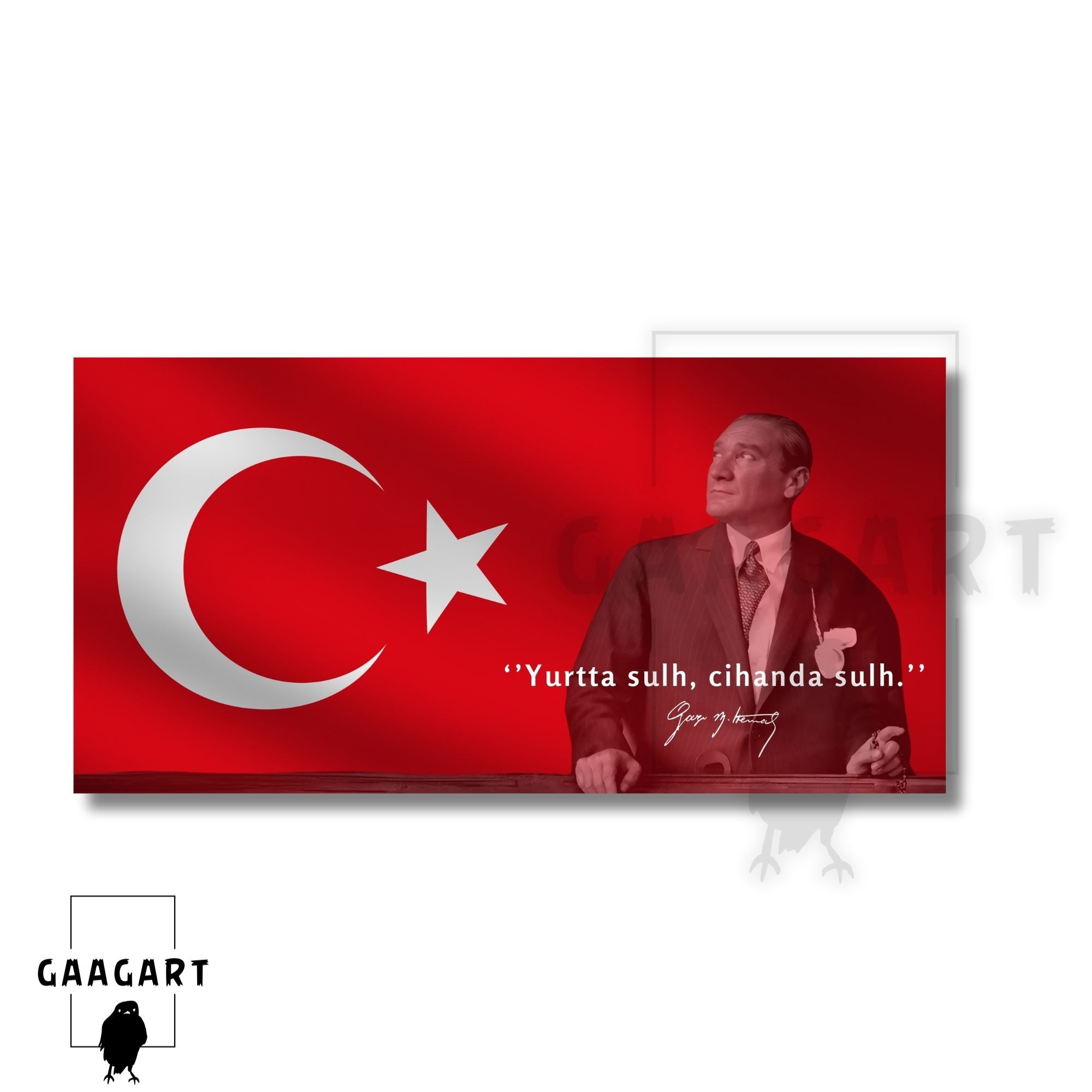 Panoramik Kanvas Makam Panosu Atatürk Sözleri ‘’Yurtta sulh, cihanda sulh.’’