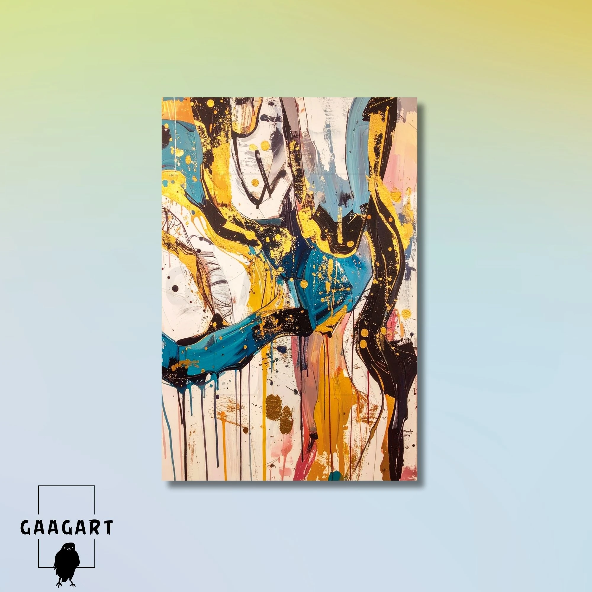 Tekli Dikey Kanvas Tablo Soyut Sanatsal Renkler