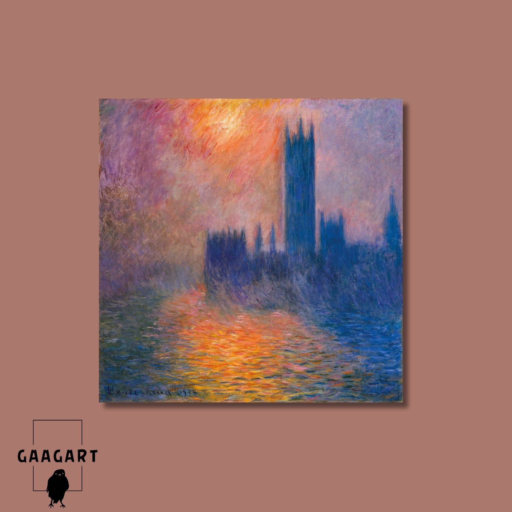 Kare Kanvas Tablo Ünlü Eserler Claude Monet Parlemento Evleri