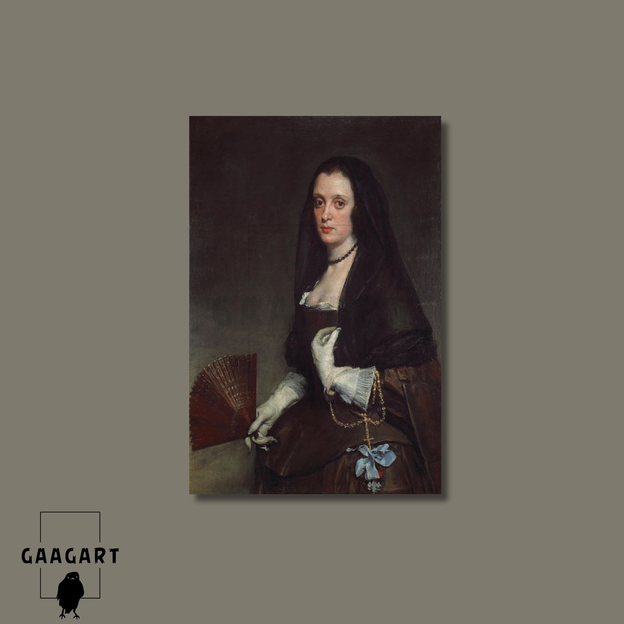 Tekli Dikey Kanvas Diego Velazquez The Lady With A Fan