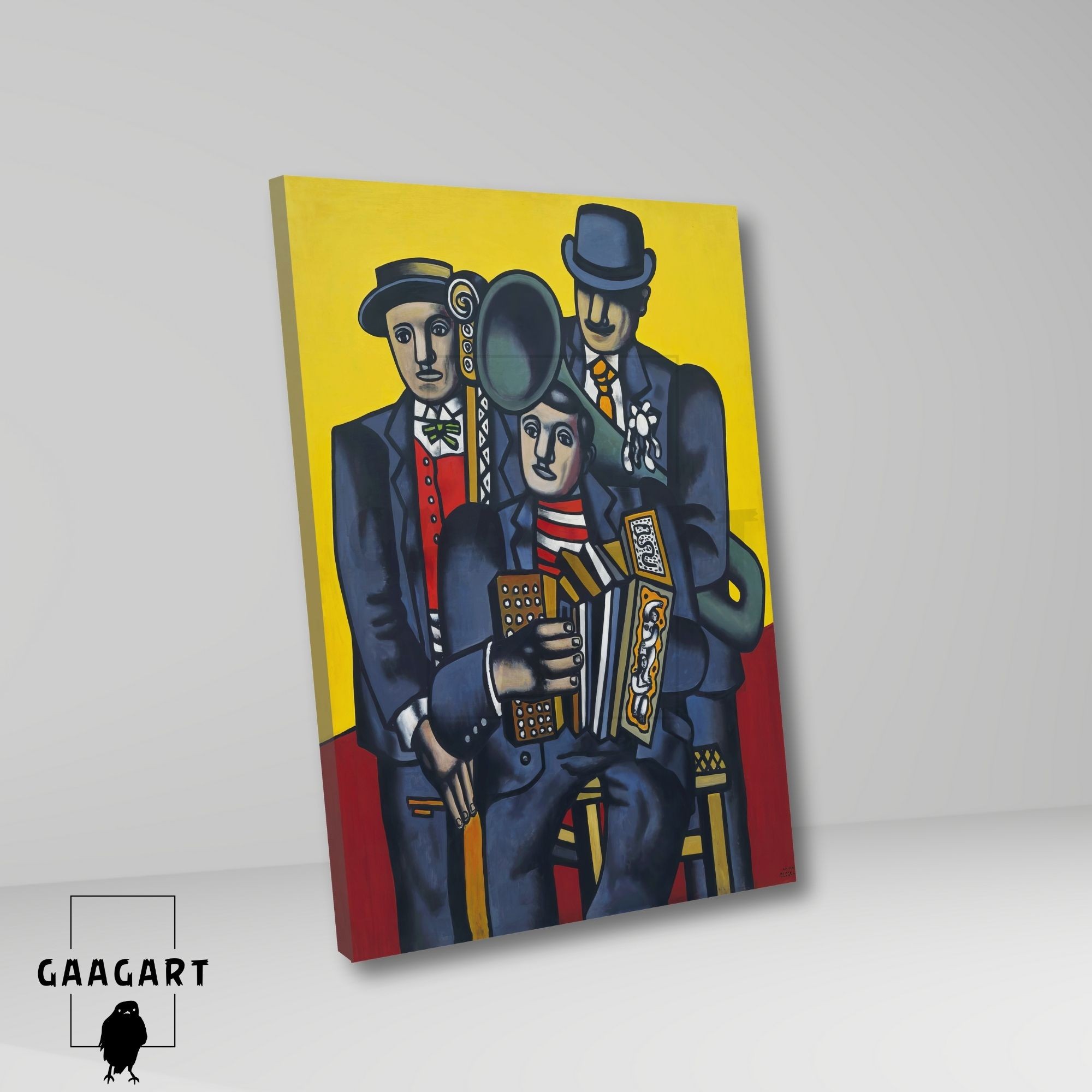 Tekli Dikey Kanvas Tablo Ünlü Eserler Fernand Leger The Three Musicians