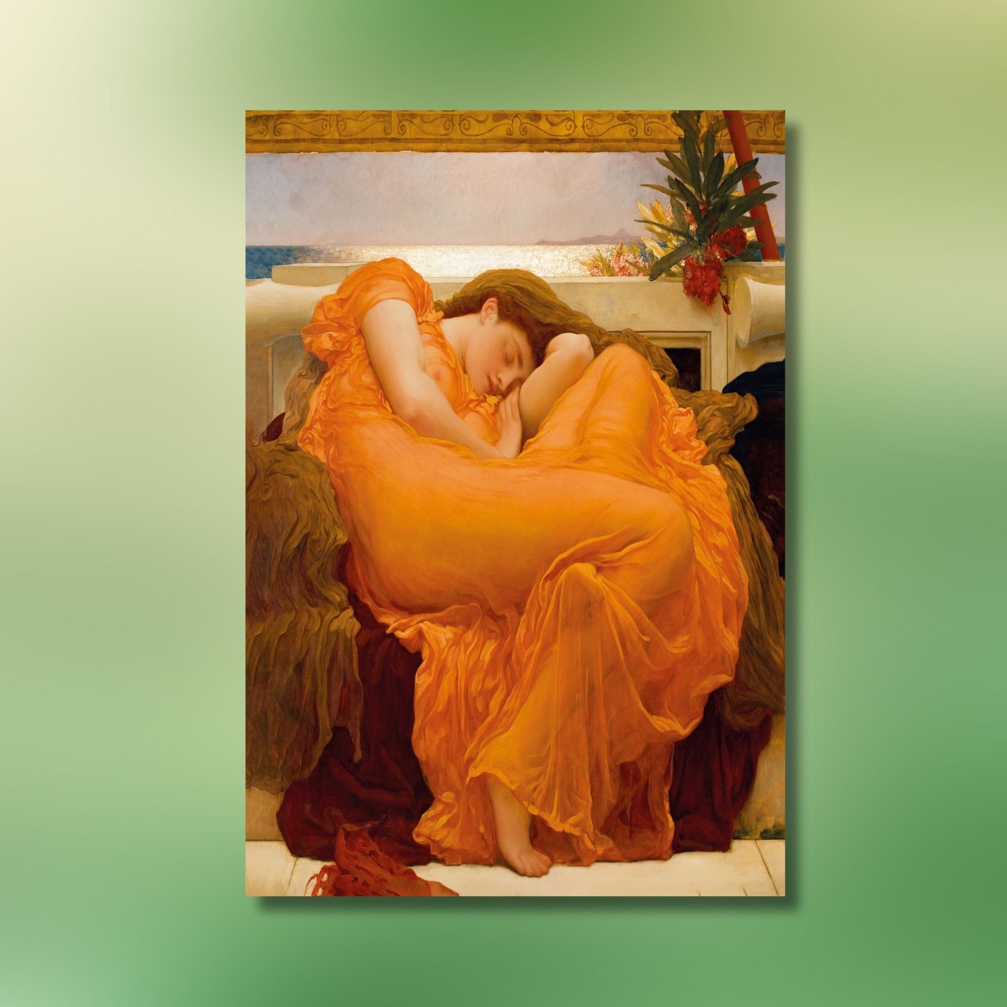 Tekli Dikey Kanvas Duvar Tablosu Frederic Leighton Ateşli Haziran