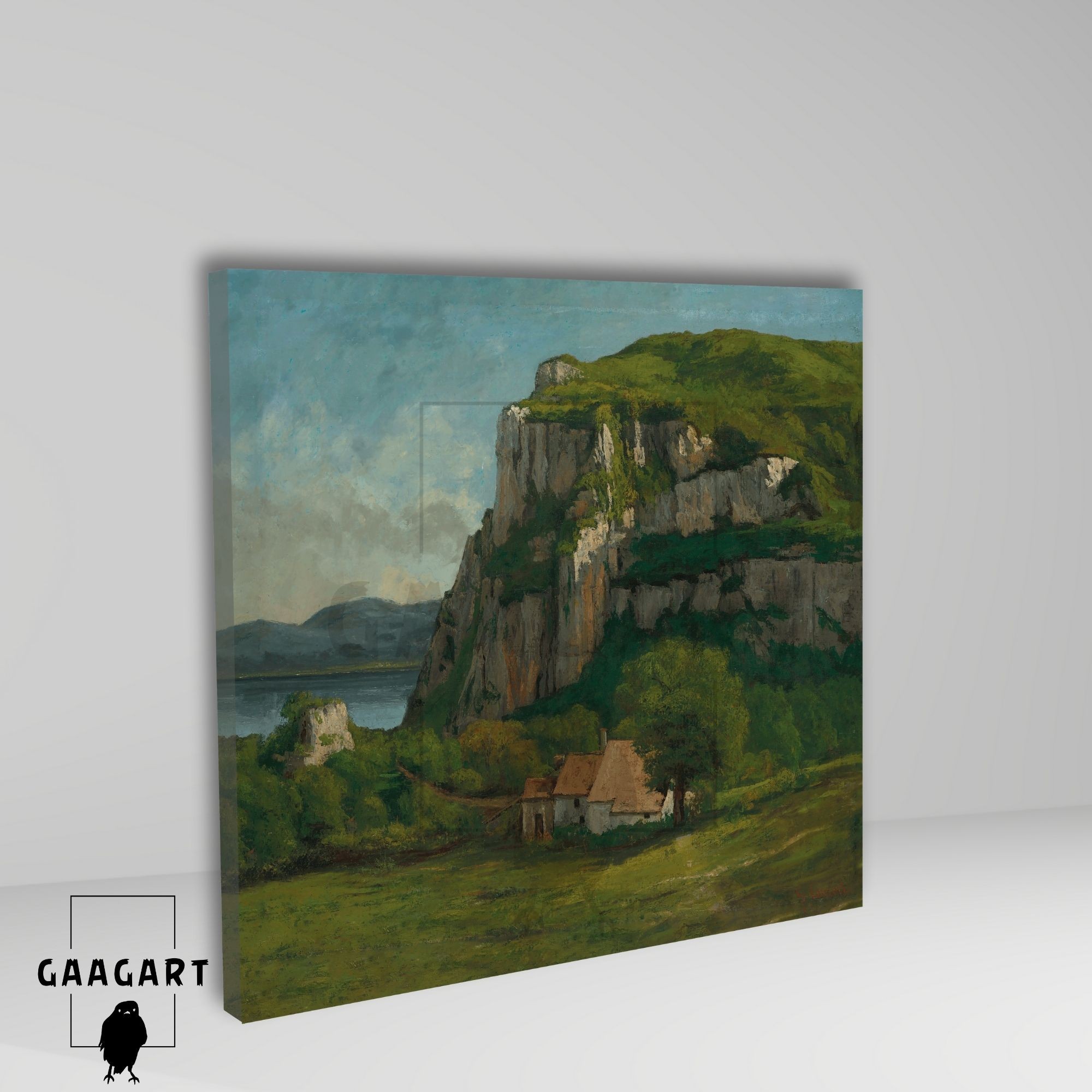 Kare Kanvas Tablo Ünlü Eserler Gustave Courbet-The Rock of Hautepierre (c. 1869)