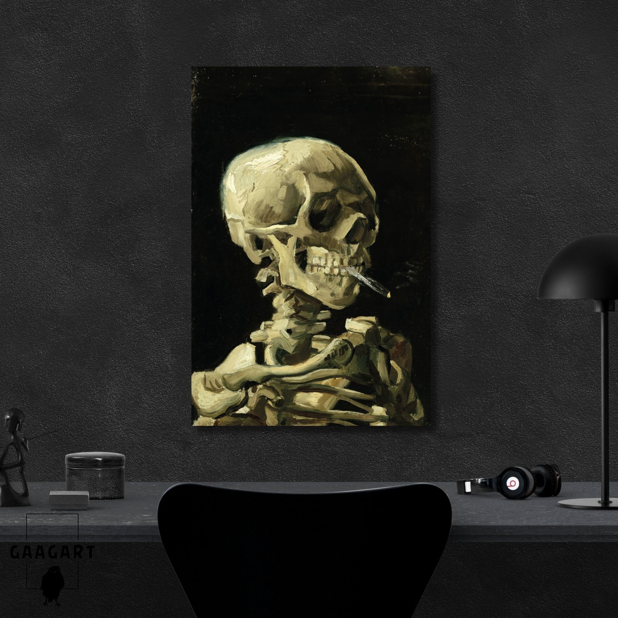 Tekli Dikey Kanvas Tablo Ünlü Eserler Van Gogh Head Of A Skeleton
