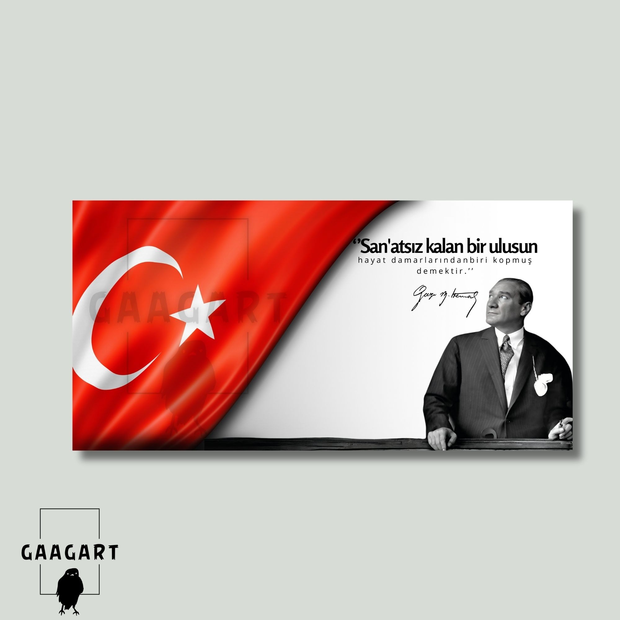 Panoramik Kanvas Makam Panosu Atatürk ve Bayrak Sanat Hakkında Sözü