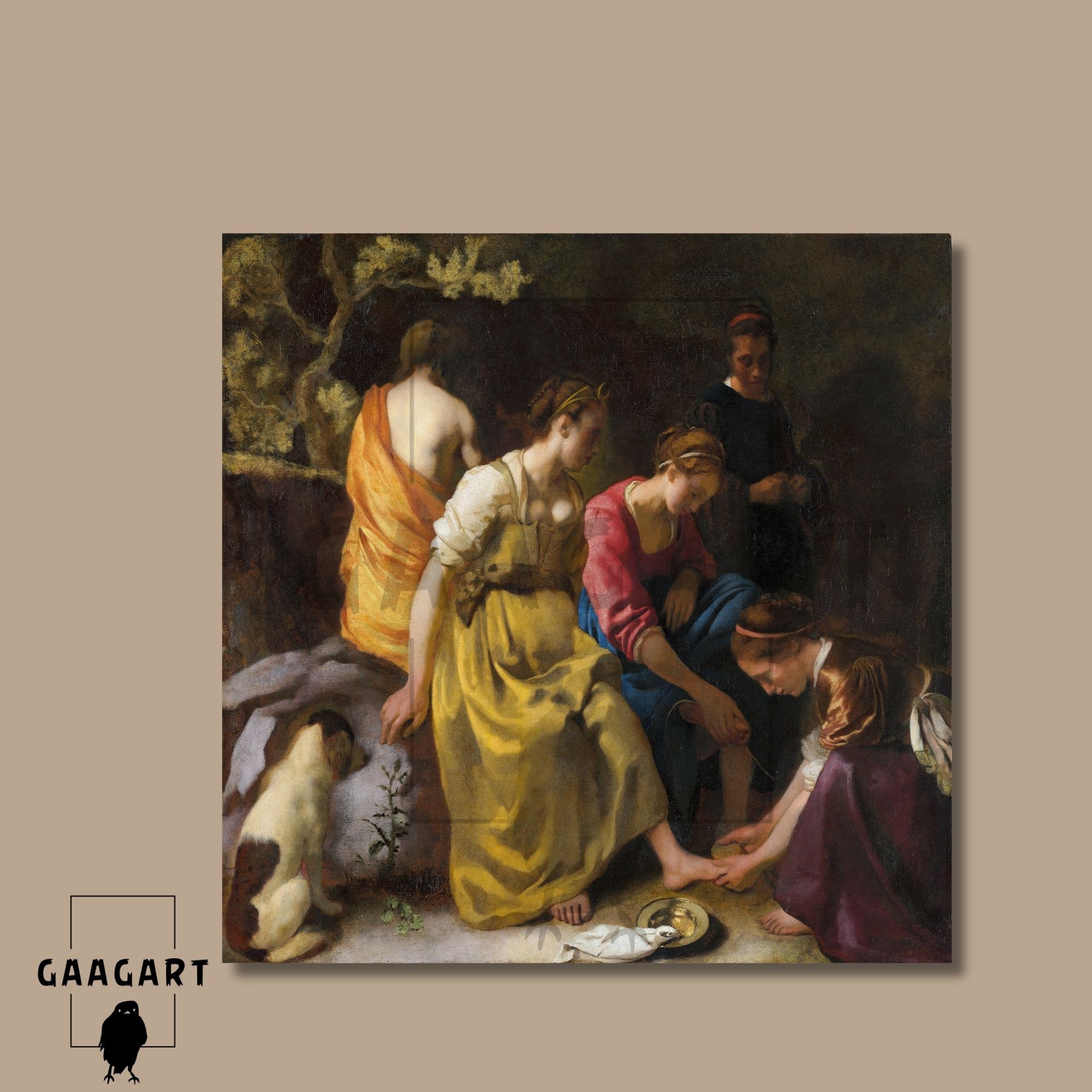 Kare Kanvas Tablo Ünlü Eserler Johannes Vermeer Diana Her Nymphs