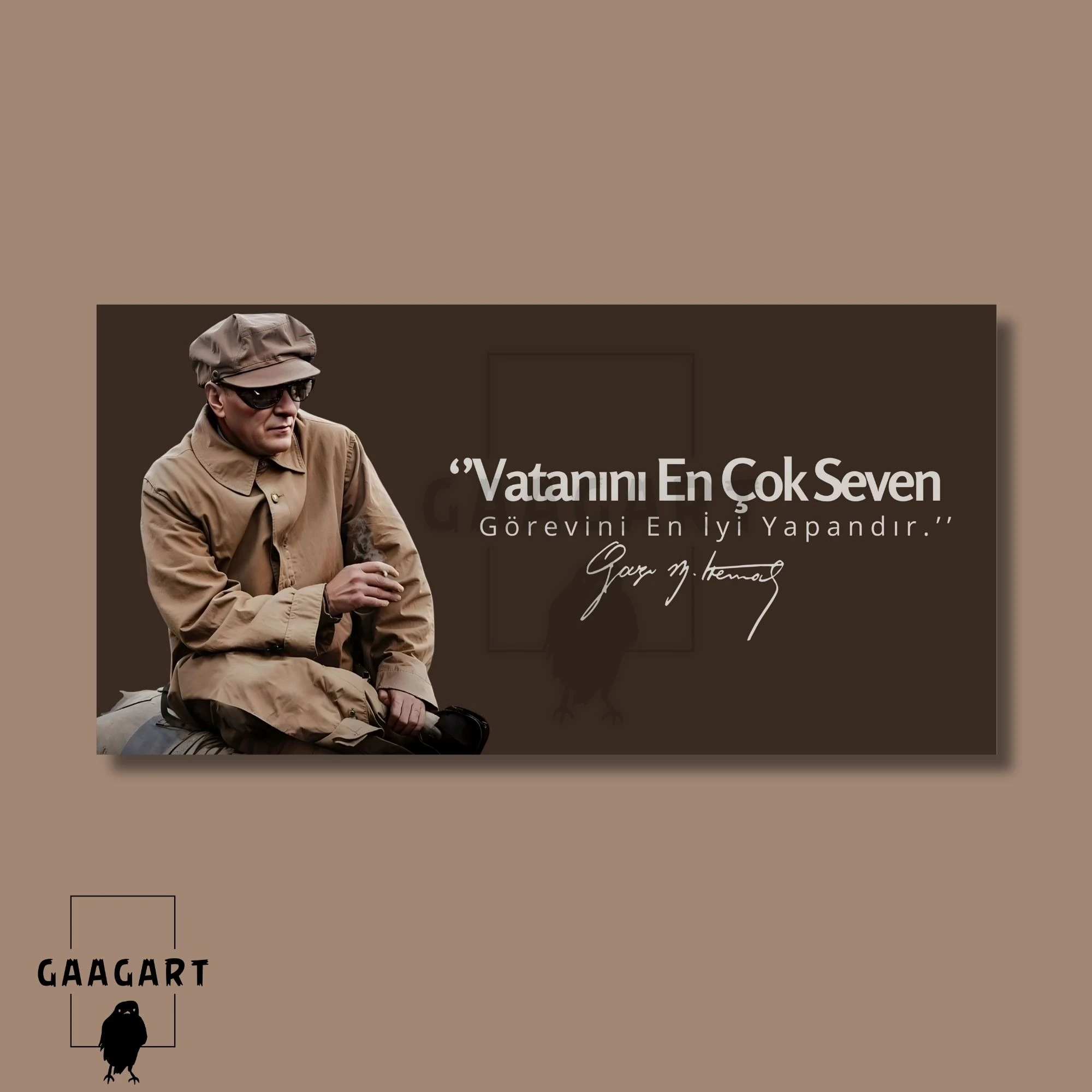 Panoramik Kanvas Makam Panosu Karizmatik Atatürk Vatanını En Çok Seven Görevini En İyi Yapandır