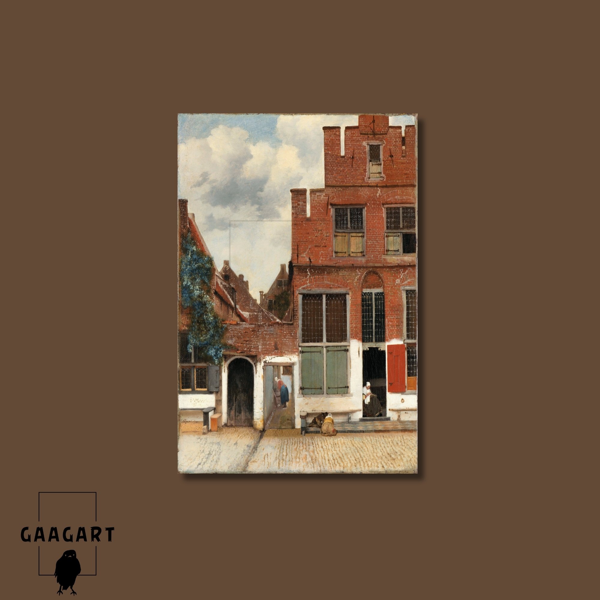 Tekli Dikey Kanvas Tablo Ünlü Eserler Johannes Vermeer Küçük Sokak