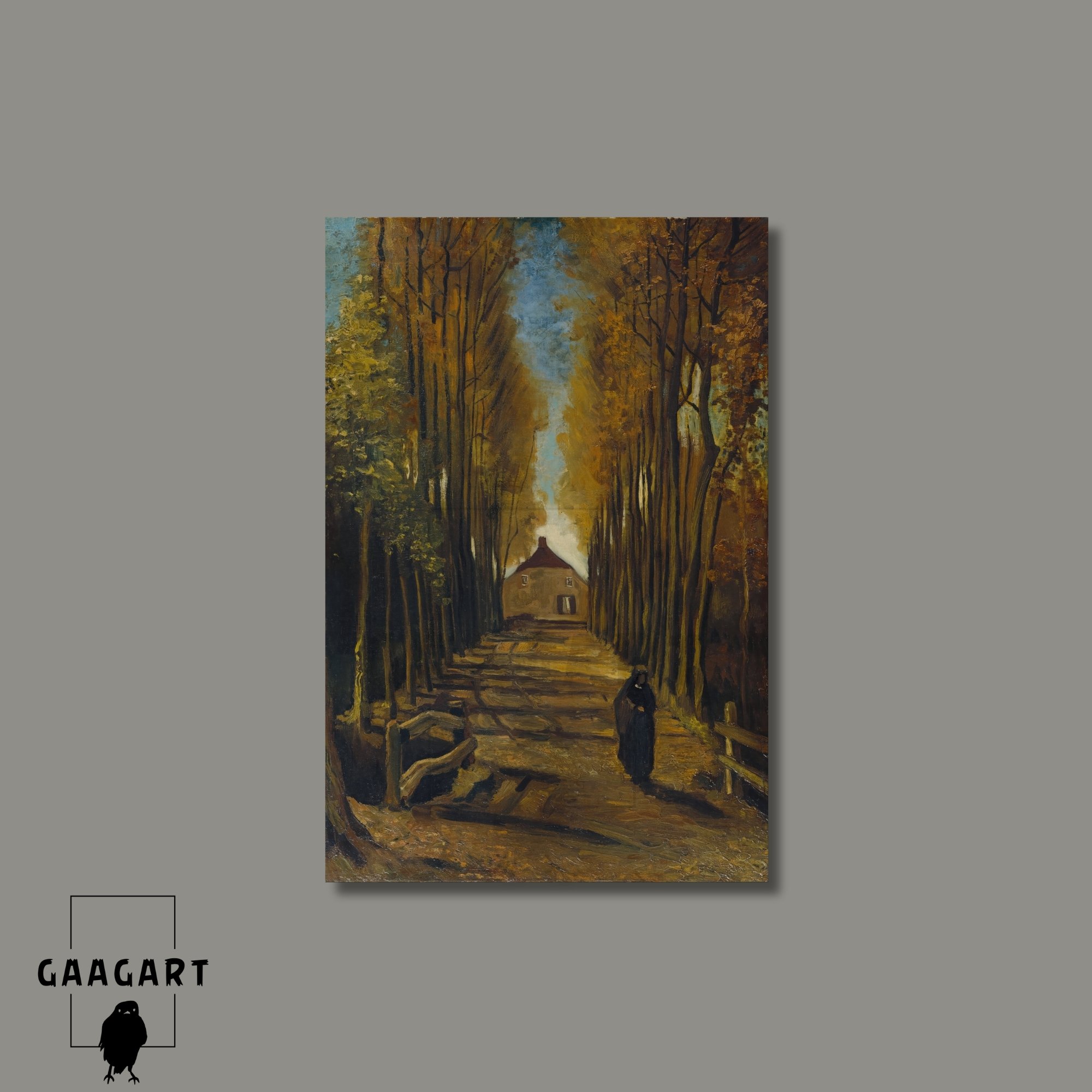Tekli Dikey Kanvas Tablo Ünlü Eserler Van Gogh Avenue Of Poplars İn Autumn