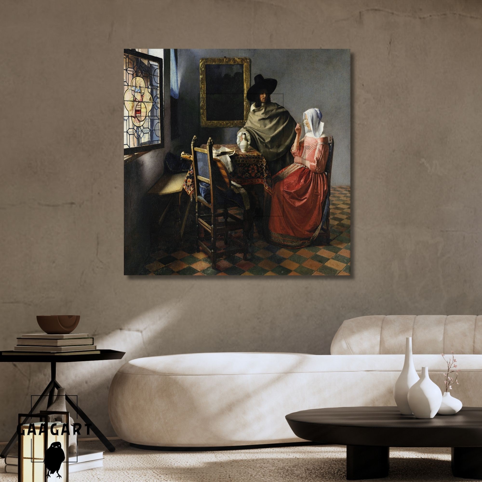Kare Kanvas Tablo Ünlü Eserler Ohannes Vermeer The Wine Glass