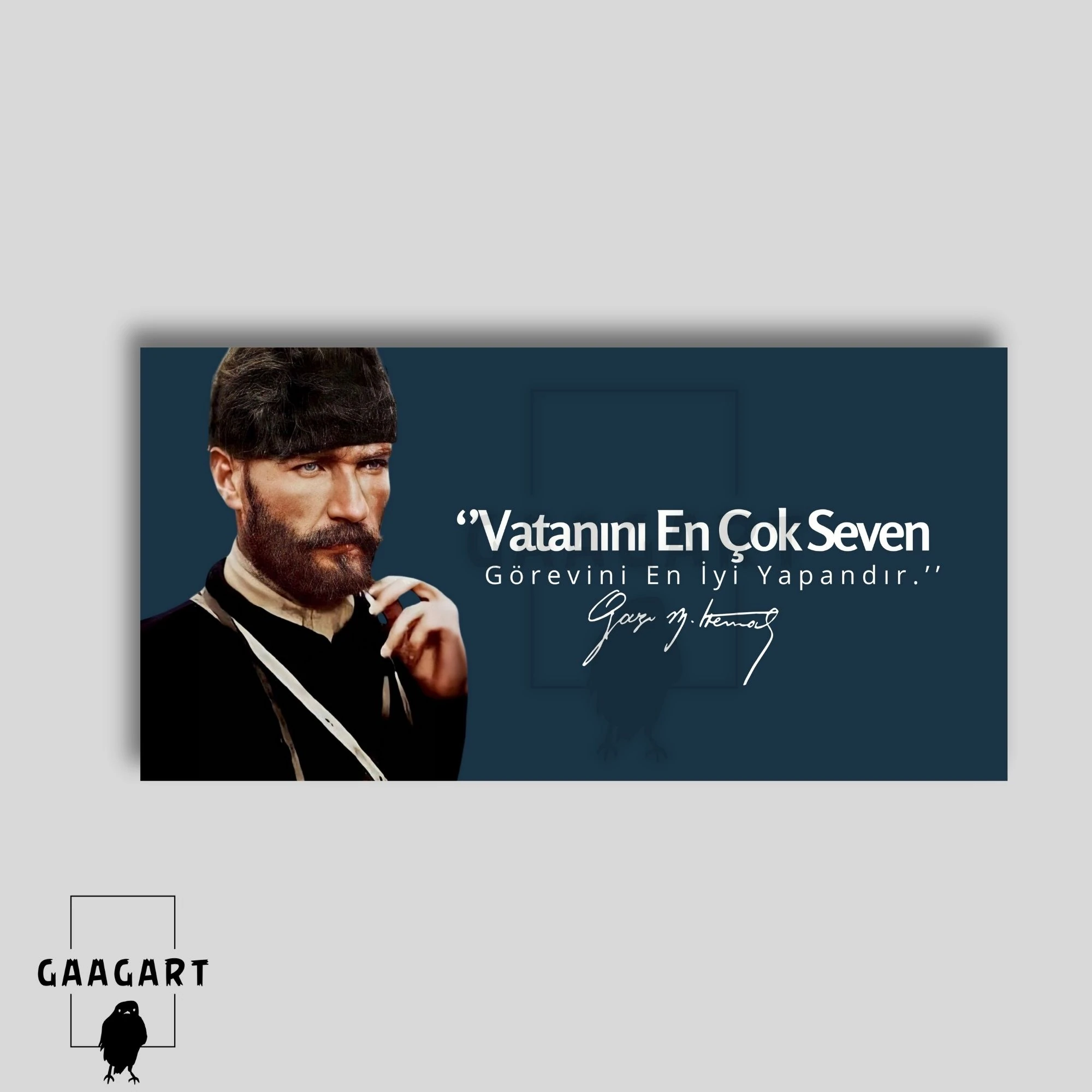 Panoramik Kanvas Makam Panosu Atatürk Vatanını En Çok Seven Görevini En İyi Yapandır