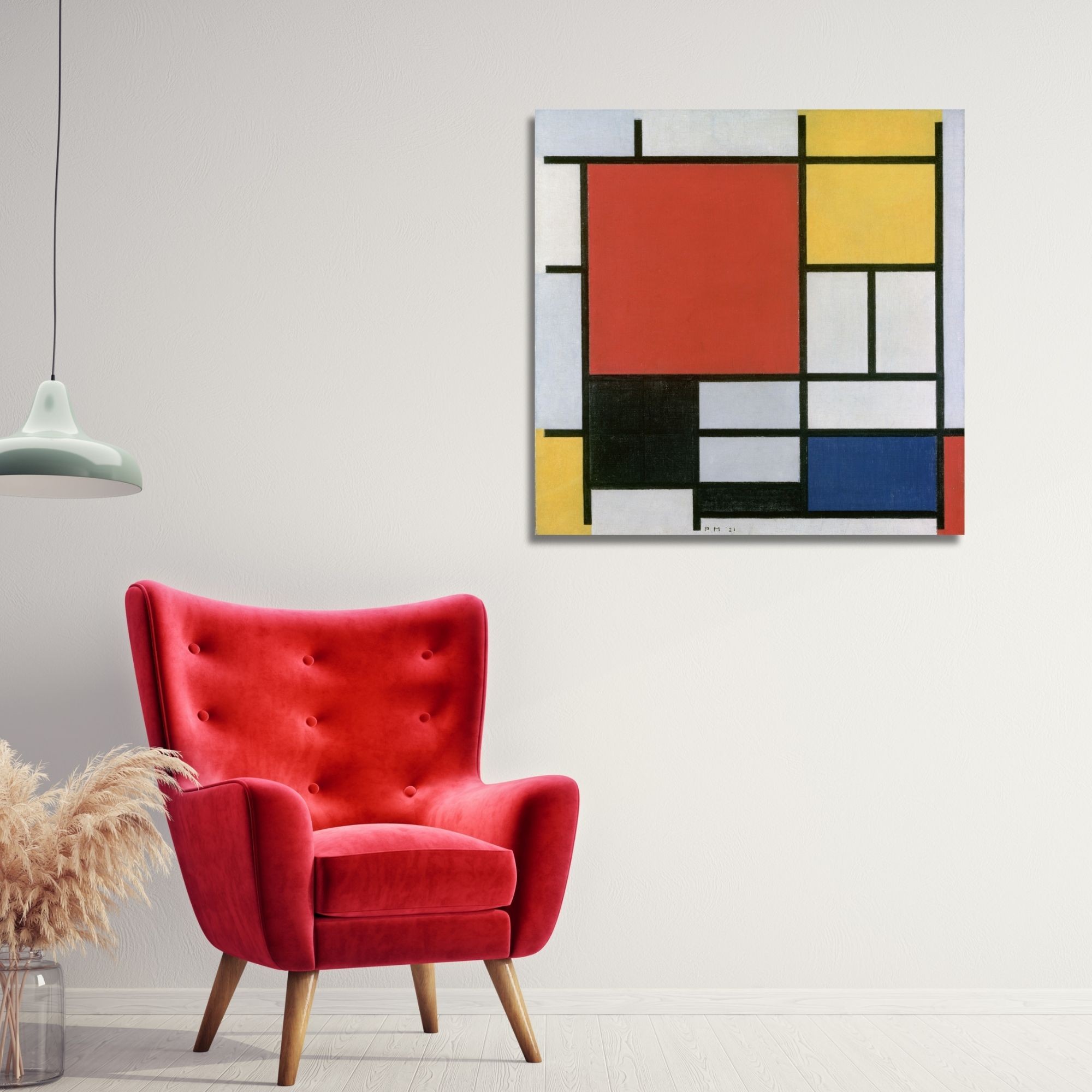 Tekli Kare Kanvas Tablo Piet Mondriaan 1926 Composition 1