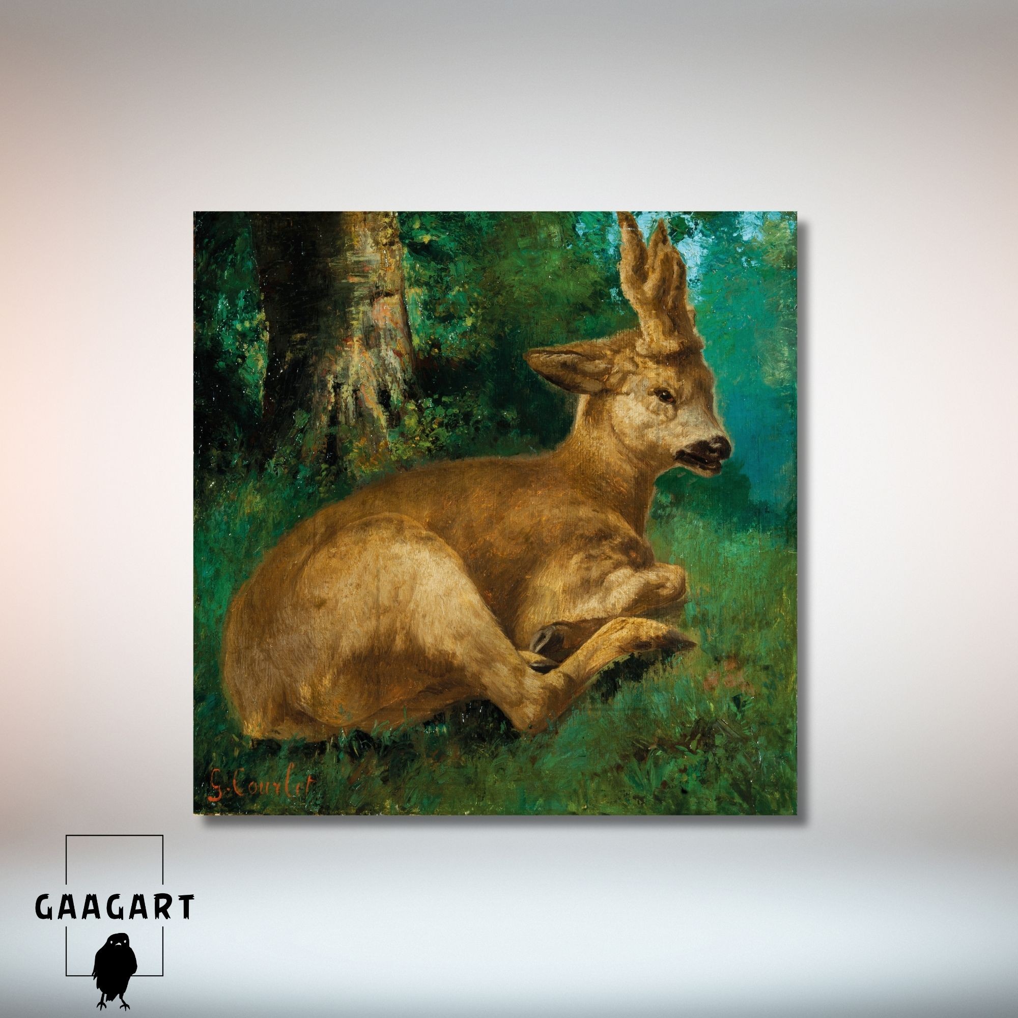 Kare Kanvas Tablo Ünlü Eserler Gustave Courbet-Roebuck
