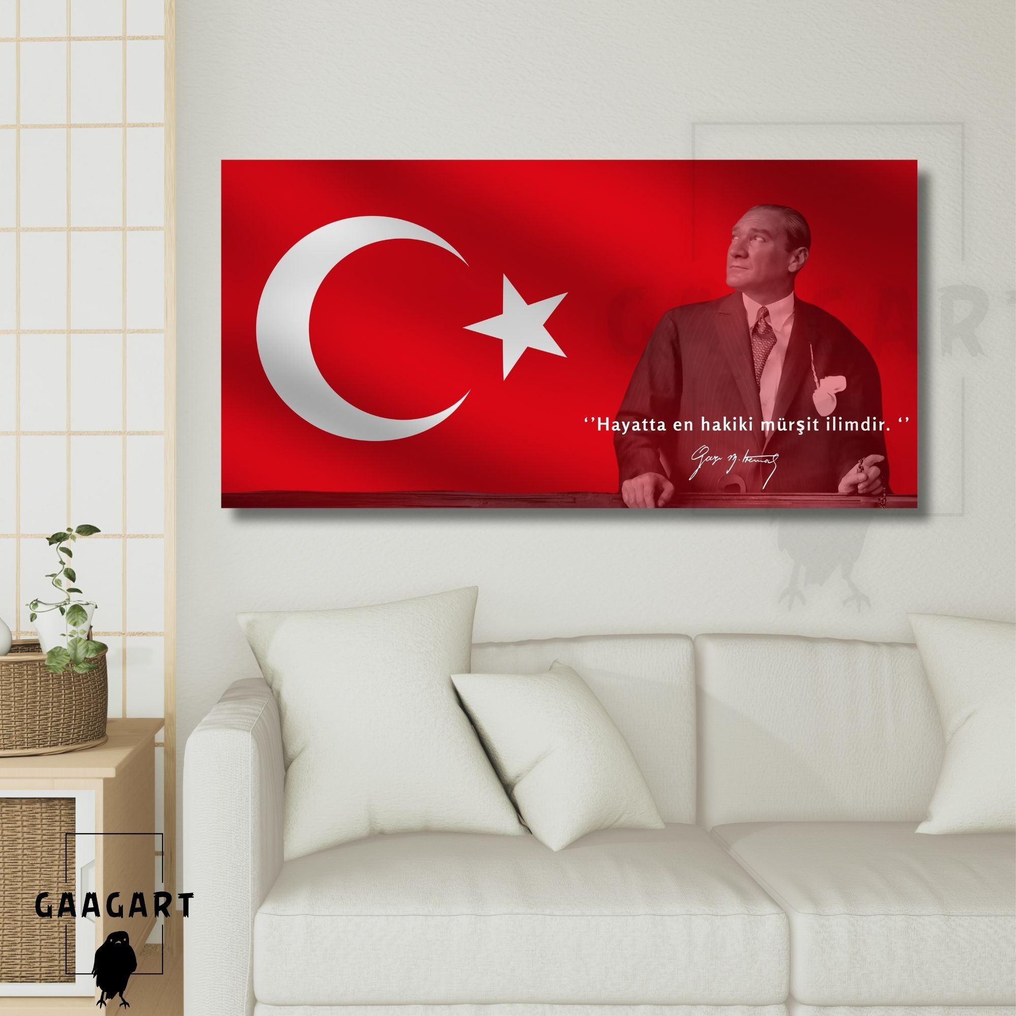 Panoramik Kanvas Makam Panosu Atatürk Sözleri ‘’Hayatta en hakiki mürşit ilimdir. ‘’