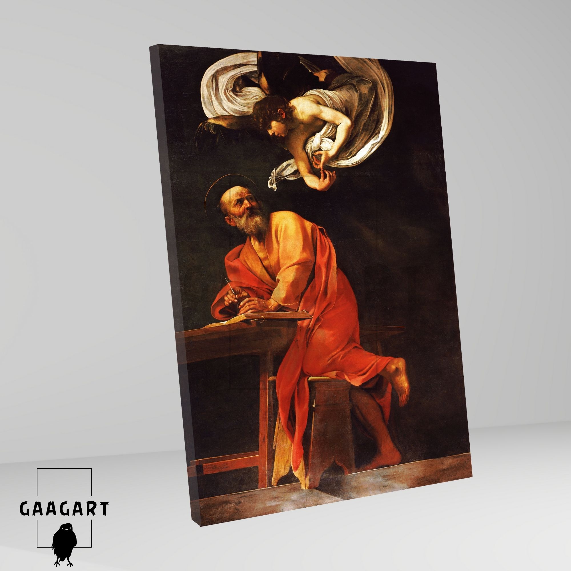 Tekli Dikey Kanvas Tablo Ünlü Eserler Caravaggio Aziz Matta Ve Melek