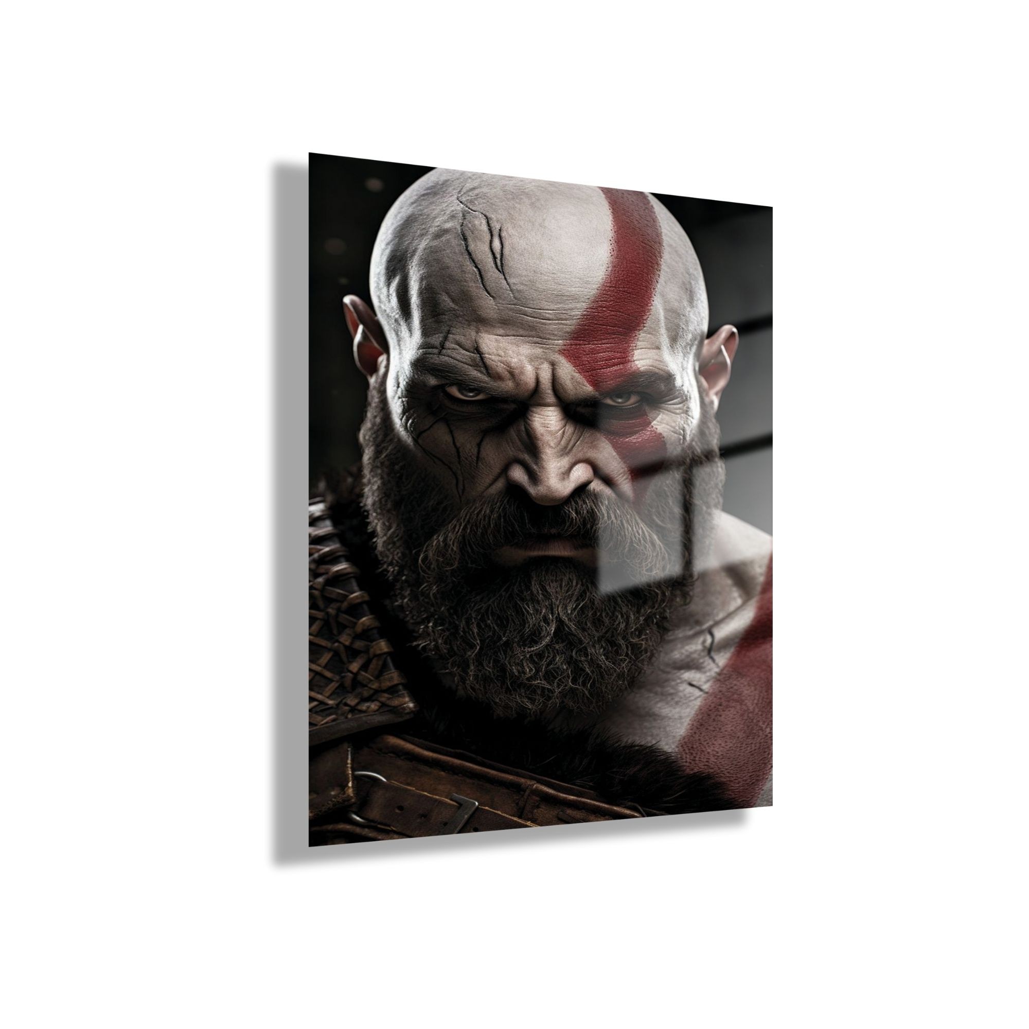 Temperli Gerçek Cam Tablo God of War Karakteri Kratos