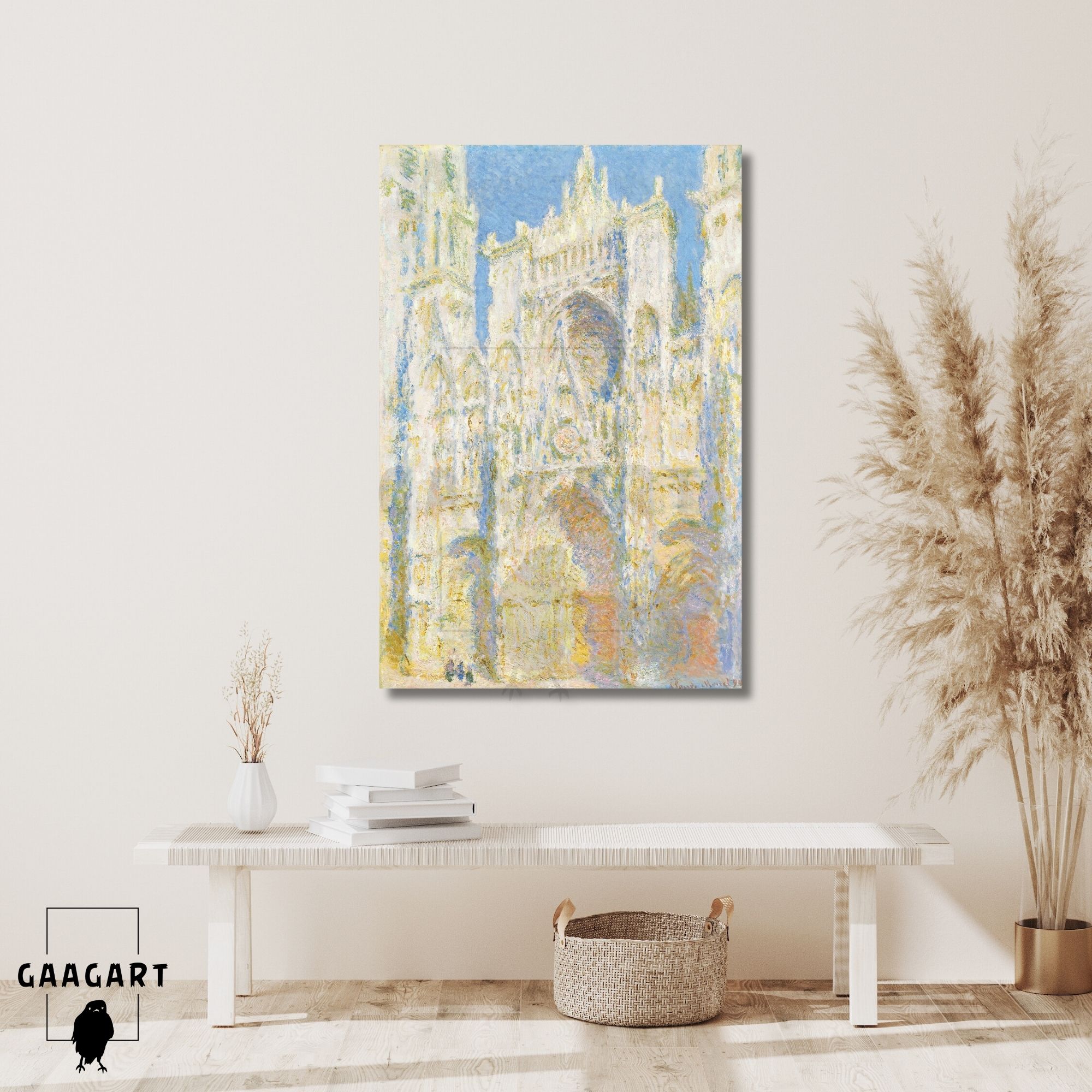 Tekli Dikey Kanvas Claude Monet Rouen Cathedral West Façade Sunlight
