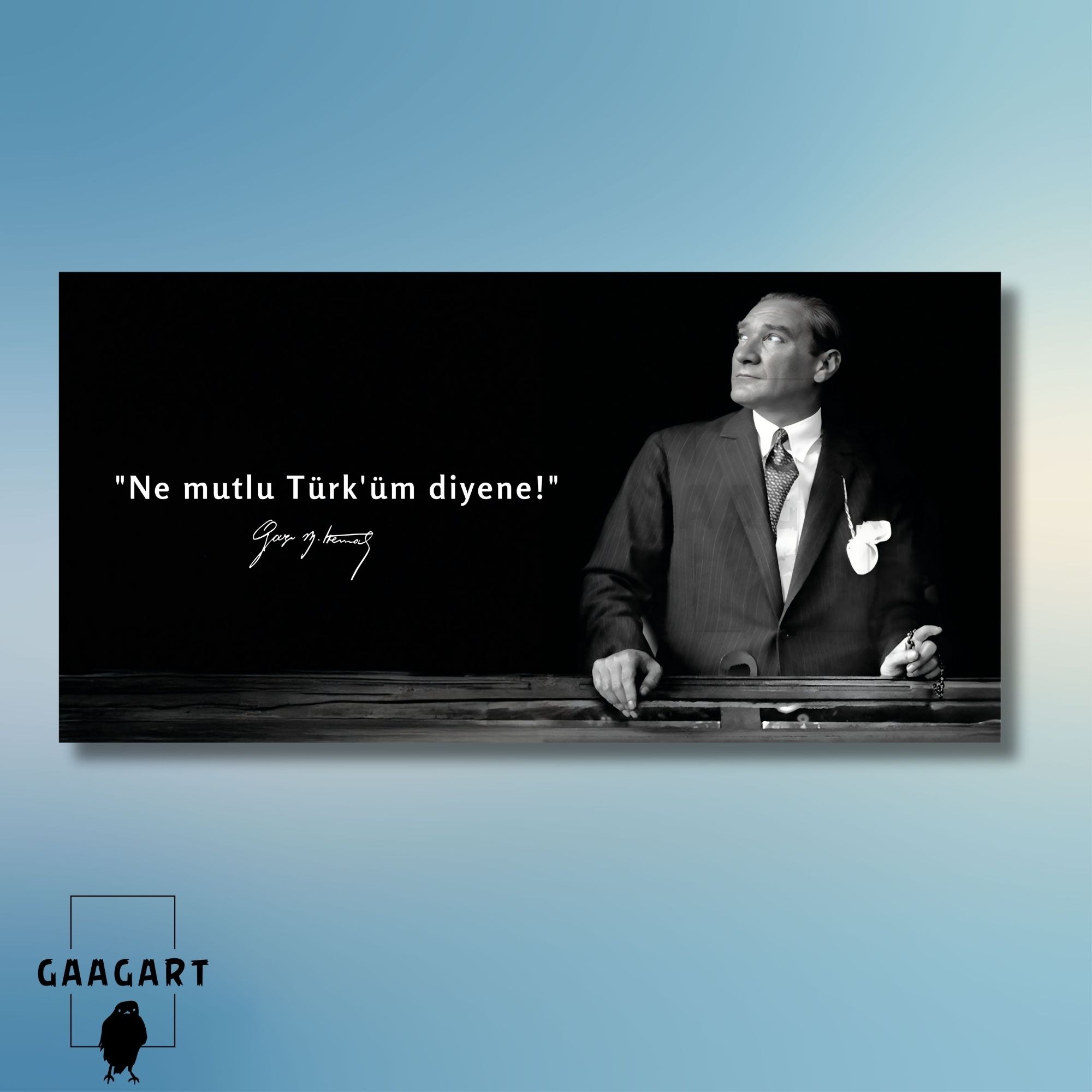 Panoramik Kanvas Makam Panosu Atatürk "Ne mutlu Türk'üm diyene!"