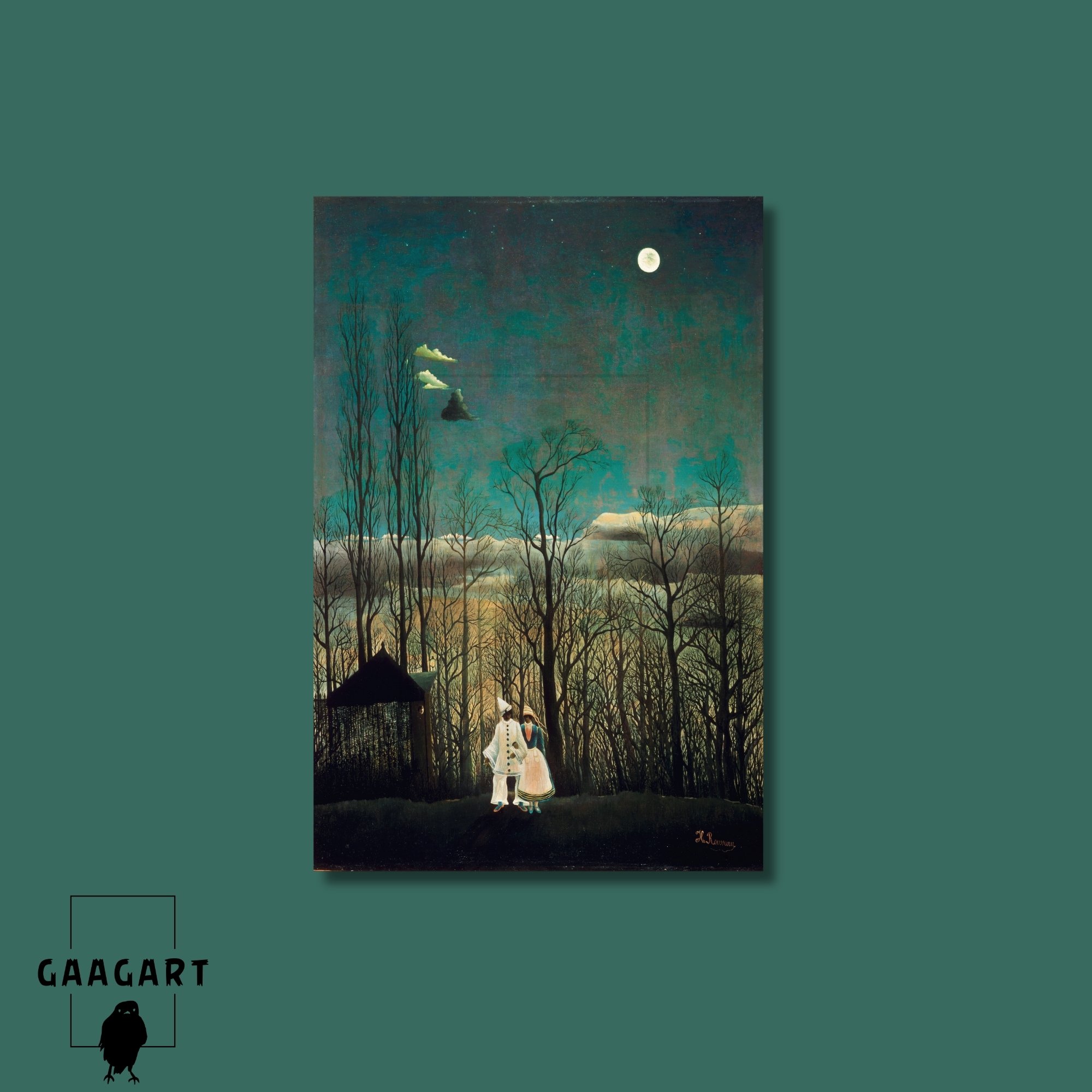 Tekli Dikey Kanvas Tablo Ünlü Eserler Henri Rousseau Carnival Evening