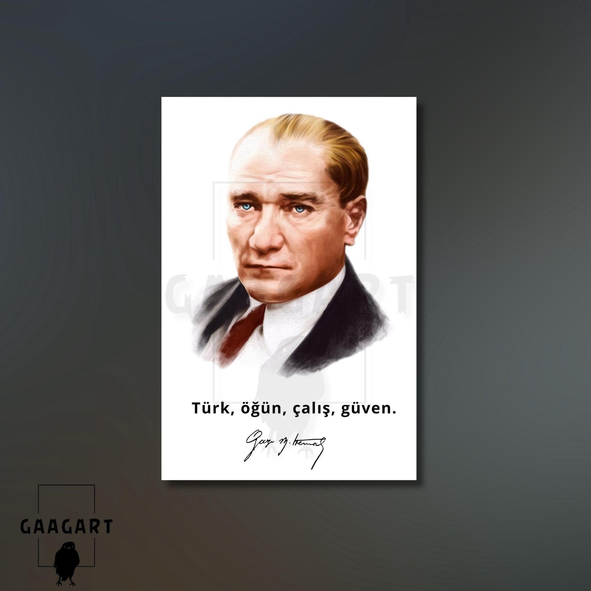 Tekli Dikey Kanvas Makam Panosu Atatürk Sözleri Siyah Beyaz Bütün ümidim gençliktedir.