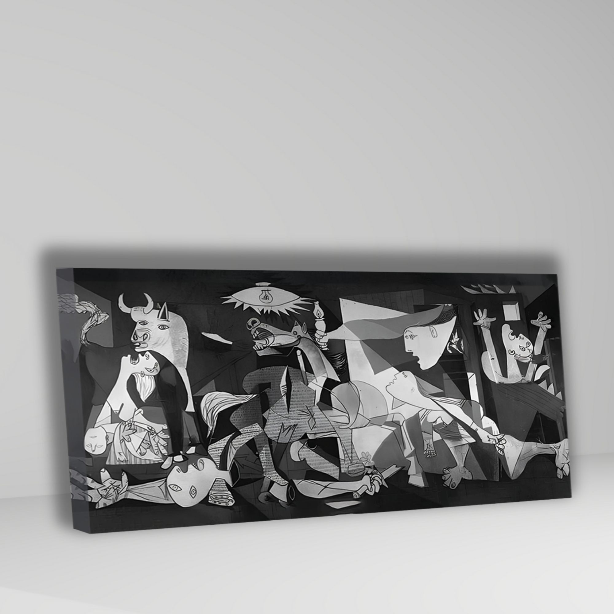 Panoramik Kanvas Duvar Tablosu Pablo Picasso Siyah Beyaz Guernica